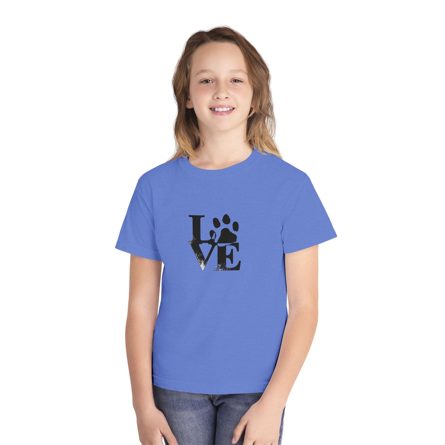 Youth Love Paw Tee - Perfect for Pet Lovers, Gifts for Kids, Animal Lovers, Birthday or Holiday Gift, Cute Casual Wear