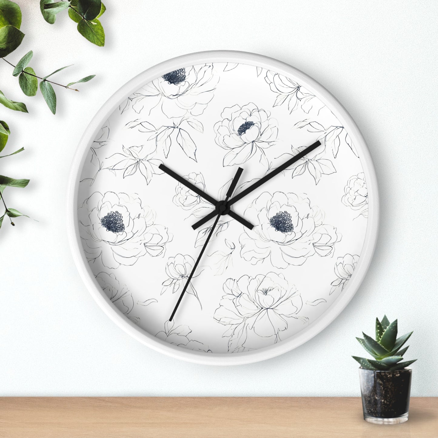 Elegant Floral Wall Clock, Modern Home Decor, Gift for Her, Kitchen Wall Art
