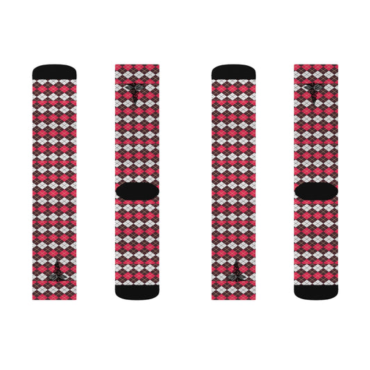 Plaid Pattern Socks - Cozy Gift, Casual Wear, Winter Fashion, Holiday Gifts, Sublimation Socks