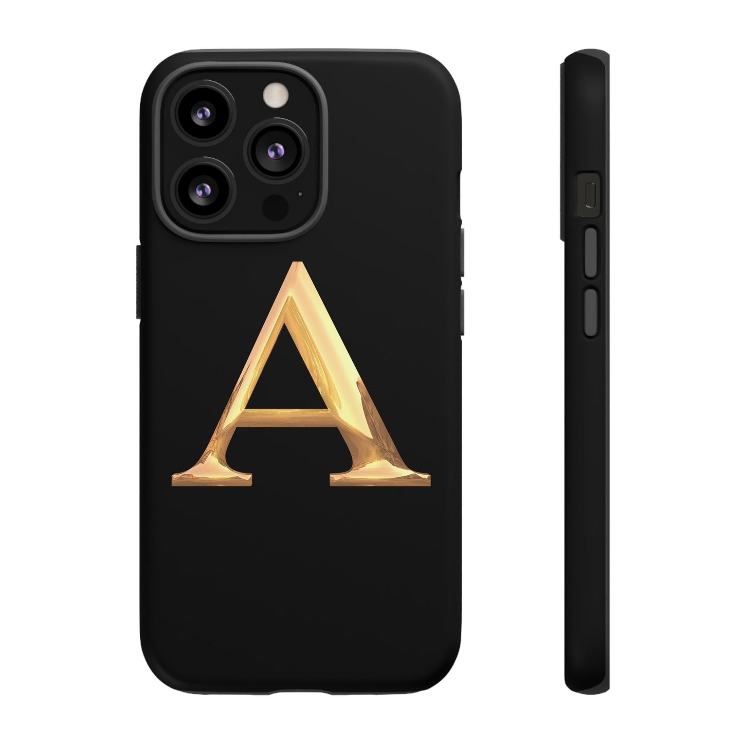 Custom Phone Case with Gold Letter A, Monogrammed Gift, Tough Protective Case, Personalized Phone Accessory, Unique Phone Cover