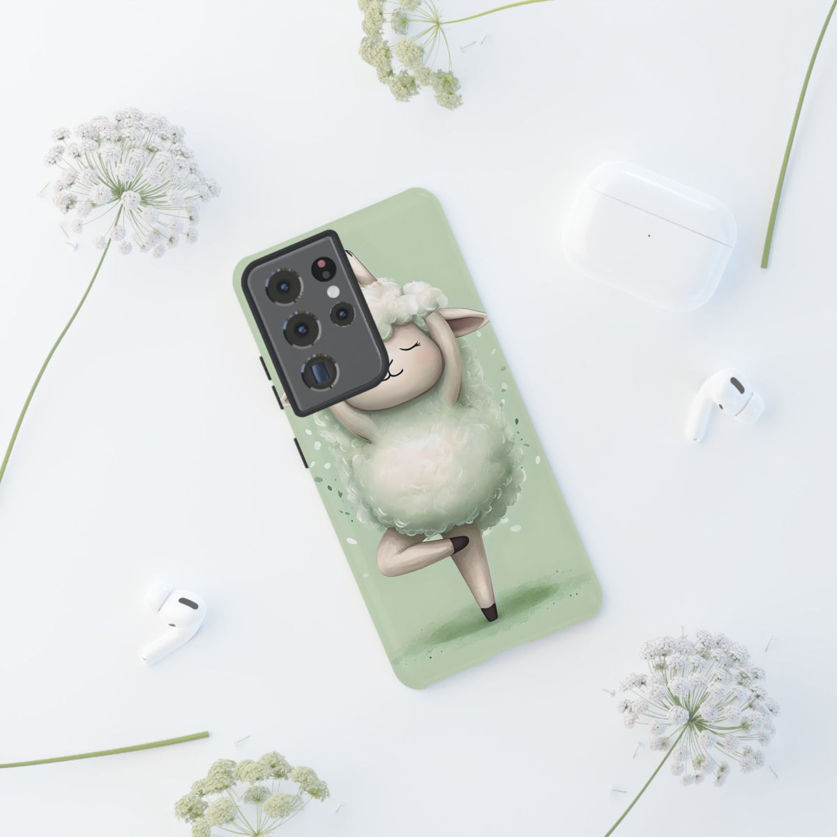 Cute Yoga Sheep Phone Case — Pastel Lamb Ballerina Protective Cover