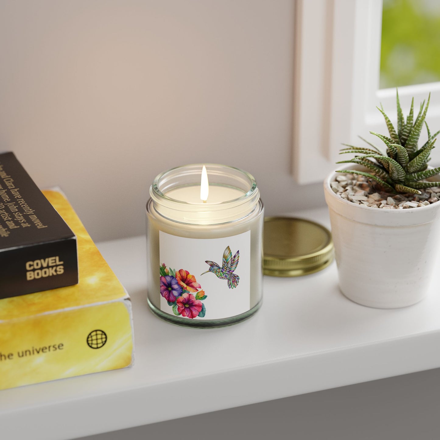 Scented Candles - Tropical Essence, Floral & Hummingbird Design, Relaxation Gift, Home Decor, Aromatherapy