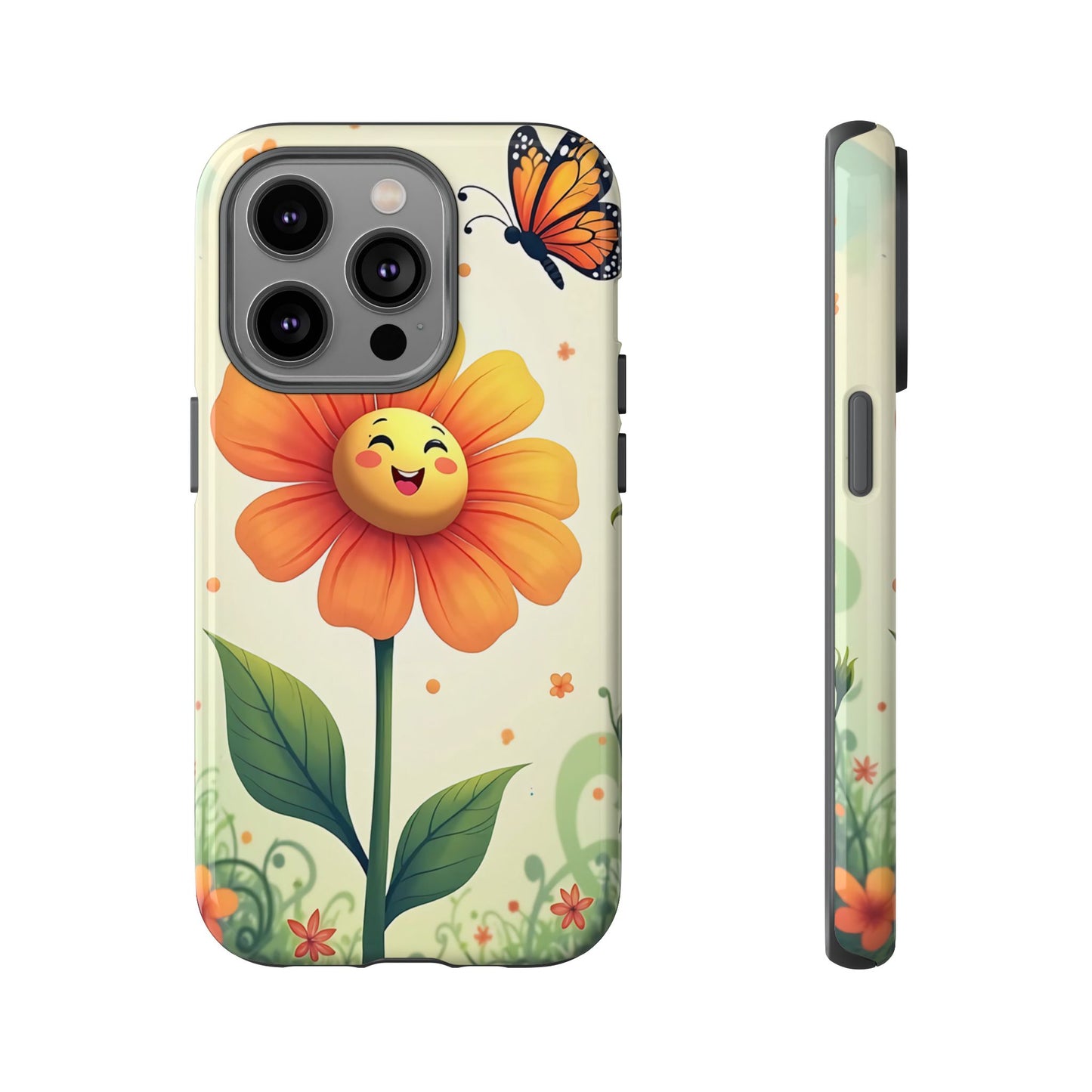 Floral Phone Case with Butterfly Design, Cute Flower Phone Cover for Nature Lovers, Eco-Friendly Gift, Spring Vibes, Birthday Present