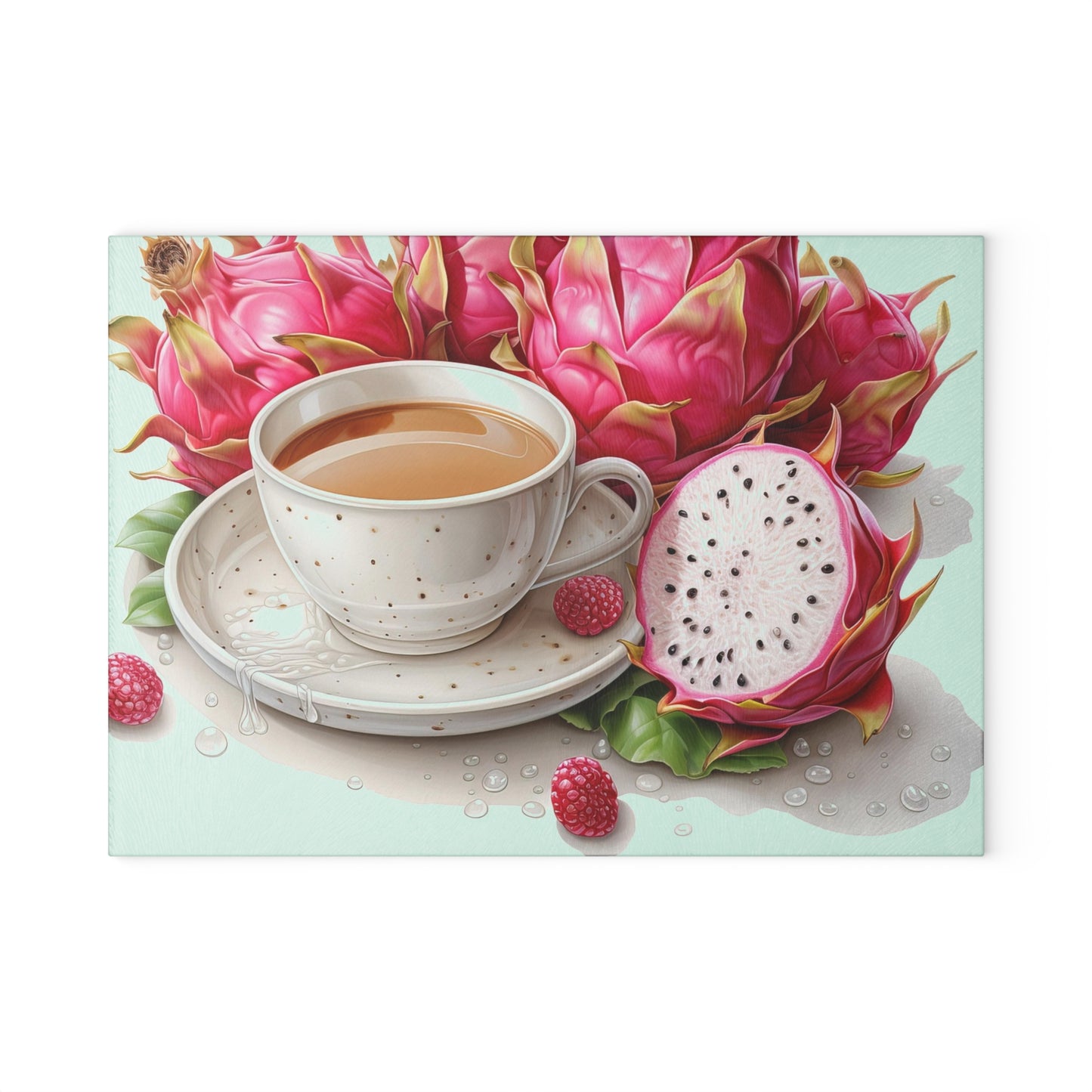 Vibrant Dragon Fruit Glass Cutting Board | Kitchen Decor, Gift for Chefs, Home Cooking, Culinary Art, Tropical Kitchen