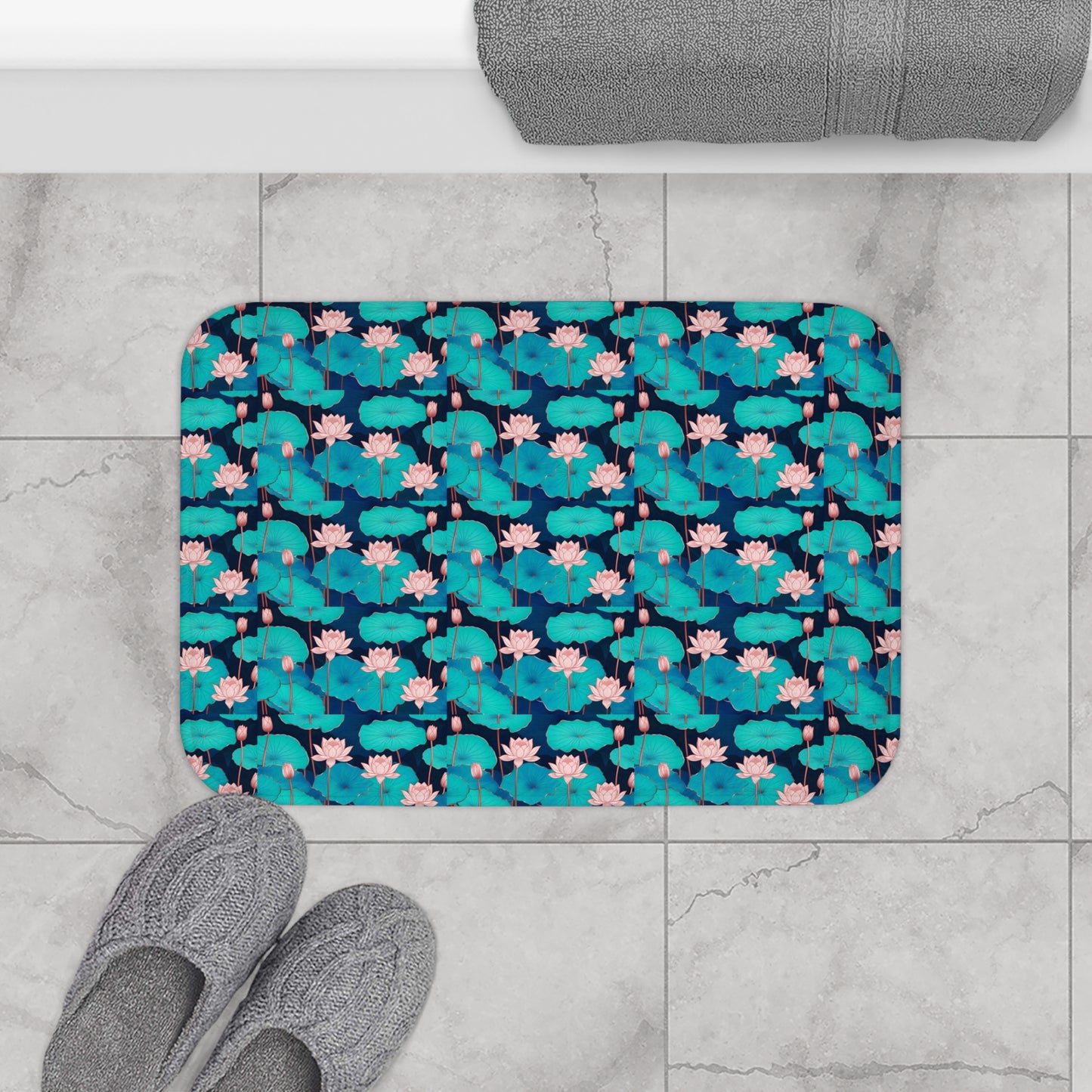 Stylish Floral Bath Mat - Serene Decor for the Bathroom, Spa, or Relaxation Space, Gift for Housewarming, Mother's Day, or Any Occasion