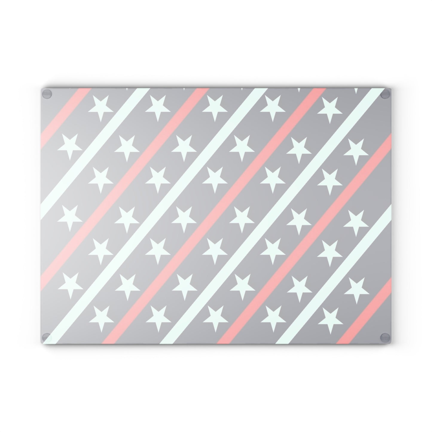 Patriotic Glass Cutting Board | Kitchen Decor, Gift for Home Chefs, Red White Blue Star Design, 4th of July, BBQ Essentials