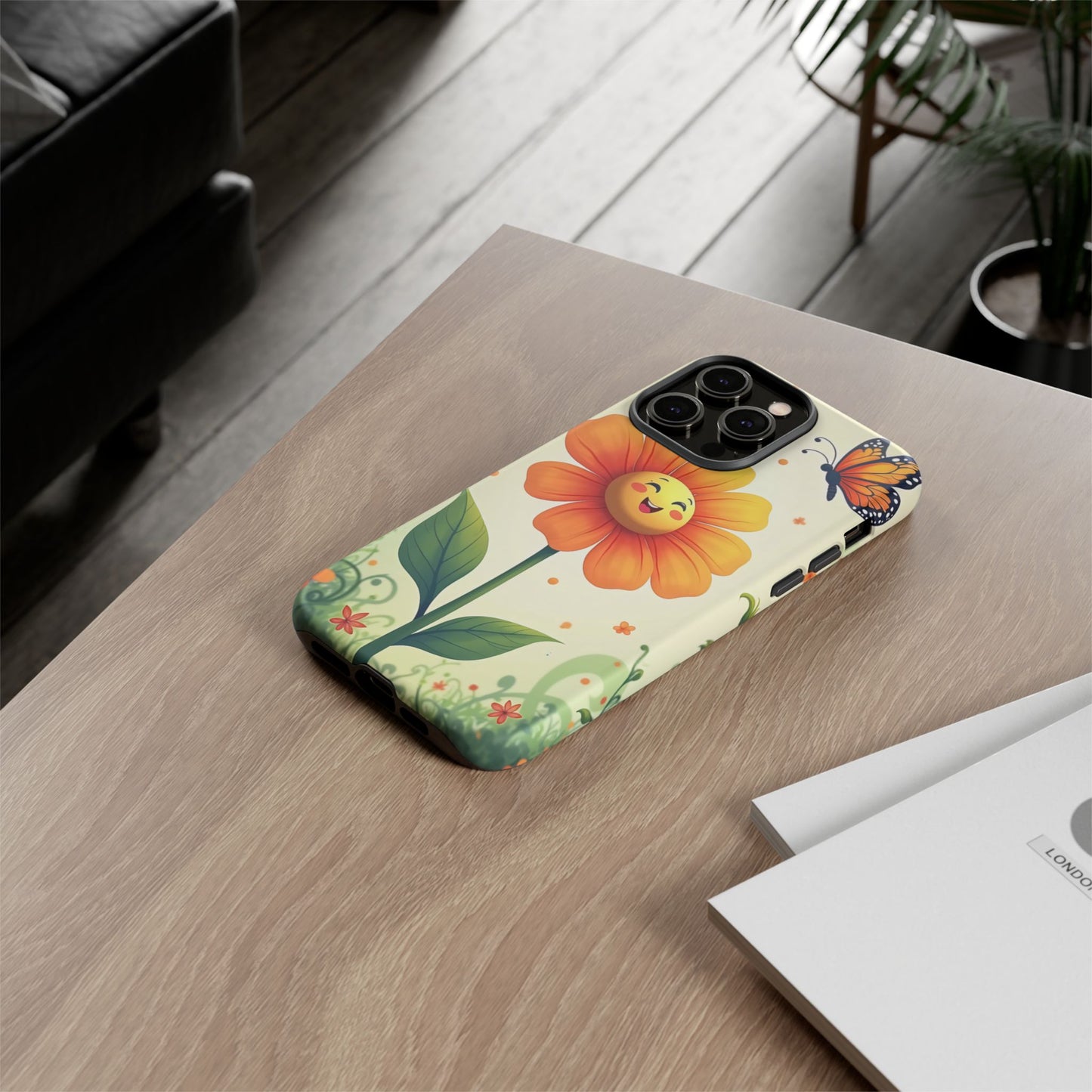 Floral Phone Case with Butterfly Design, Cute Flower Phone Cover for Nature Lovers, Eco-Friendly Gift, Spring Vibes, Birthday Present