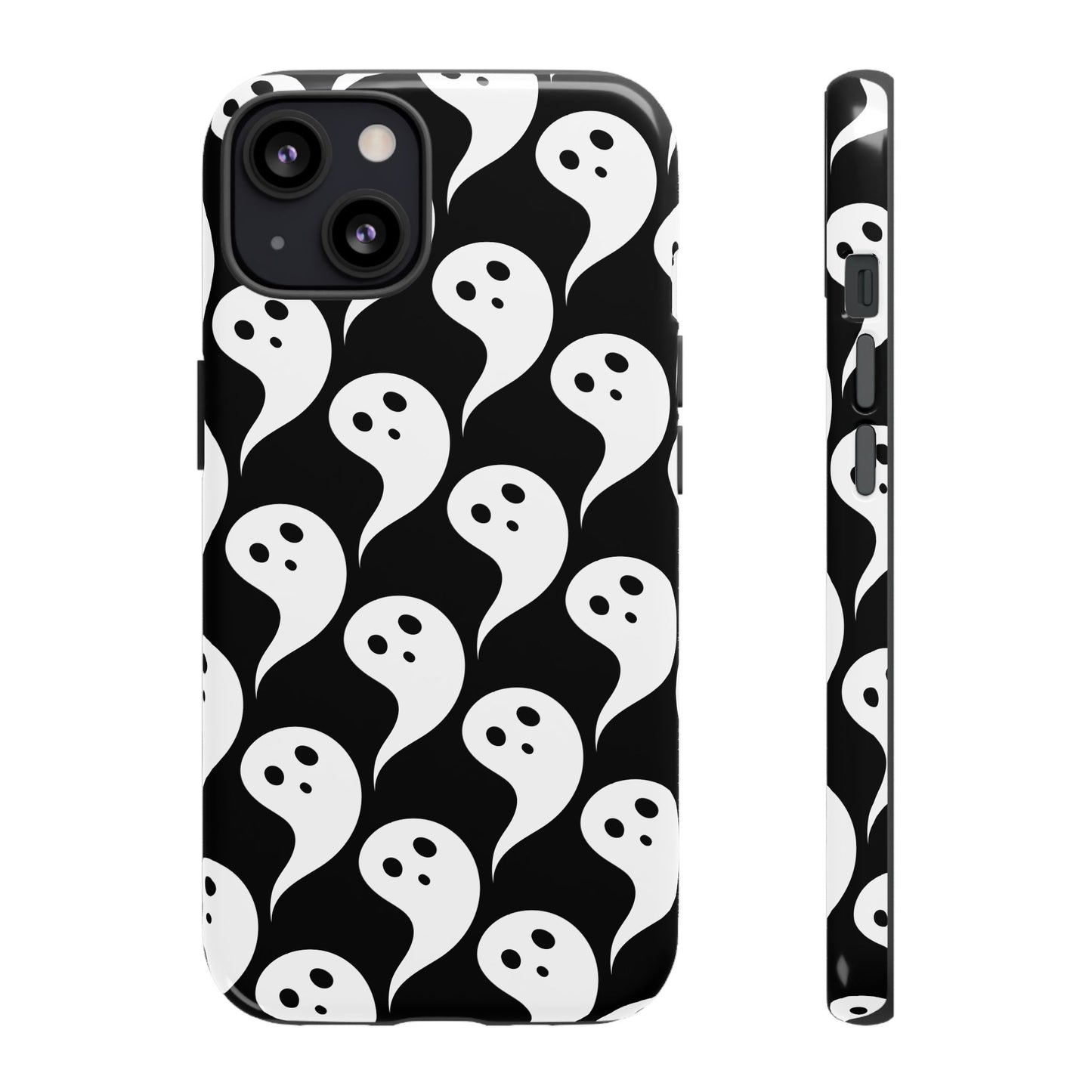 Ghost Pattern Phone Case, Cute Ghost Cell Phone Cover, Halloween Accessory, Spooky Gift, Black and White Phone Case