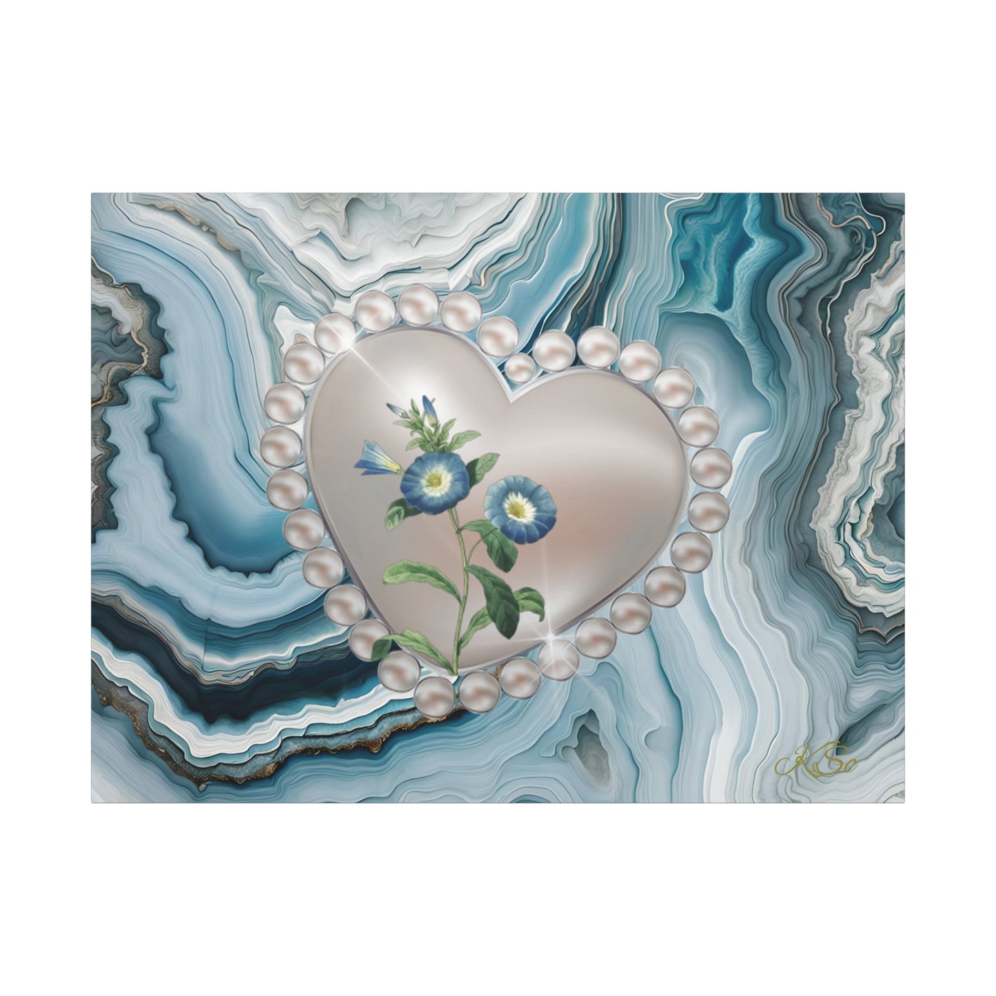 Elegant Floral Heart Canvas Wall Art, Modern Home Decor, Gift for Her