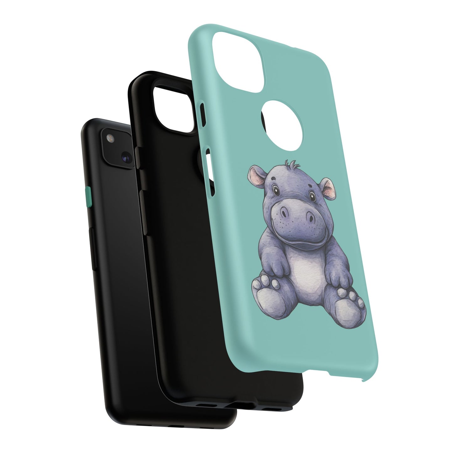 Cute Hippo Phone Case, Tough Phone Cover, Fun Animal Case, Gift for Kids, Cute Decor, Birthday Present