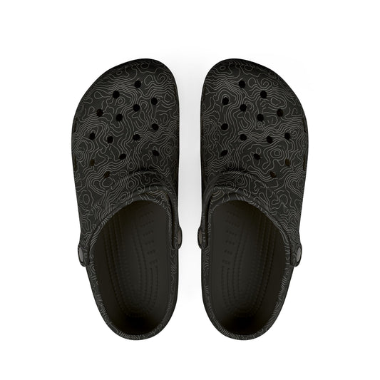 EVA Foam Clogs — Lightweight Black Swirl Slip‑On Shoes