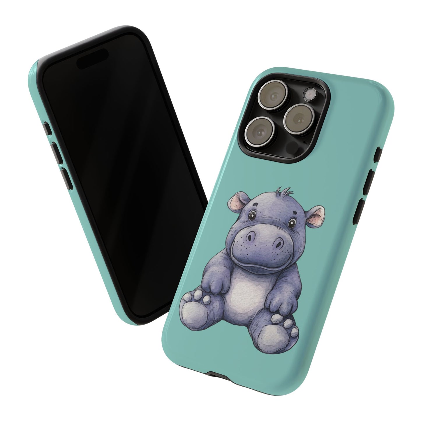 Cute Hippo Phone Case, Tough Phone Cover, Fun Animal Case, Gift for Kids, Cute Decor, Birthday Present