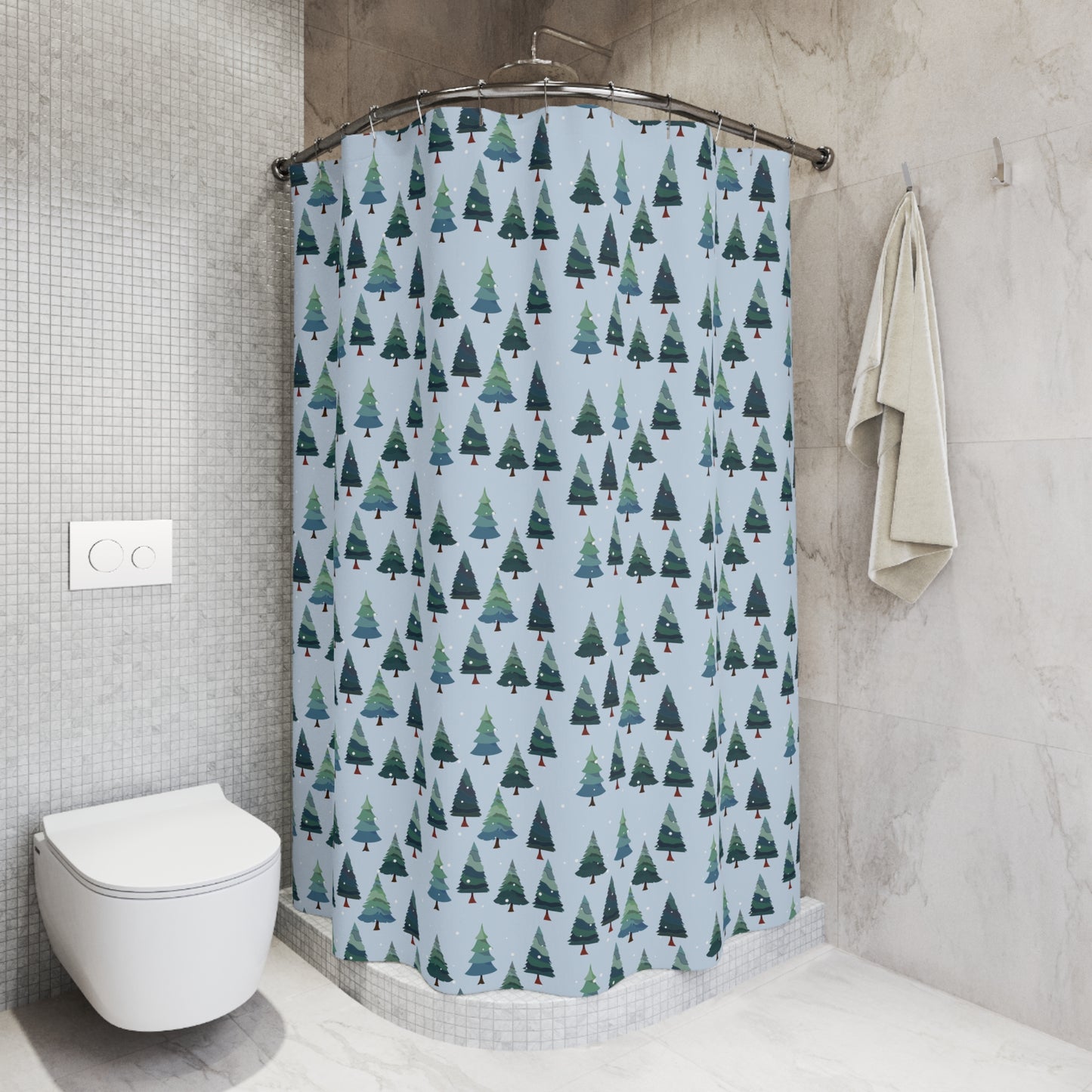 Winter Tree Shower Curtain, Christmas Decor, Bathroom Accessories, Holiday Gift, Nature-Inspired Bathroom