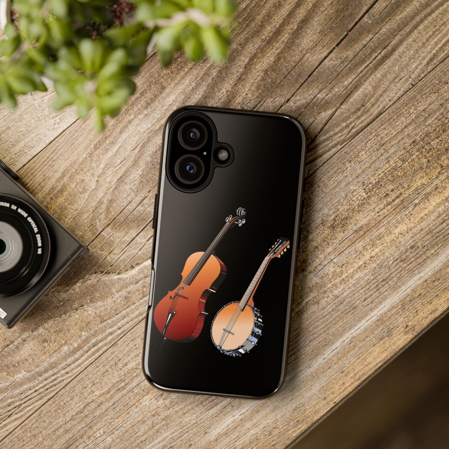 Musical Instrument Phone Case - Violin & Banjo Design, Music Lover Gift, Unique Phone Cover, Holiday Gift, Durable Tough Cases