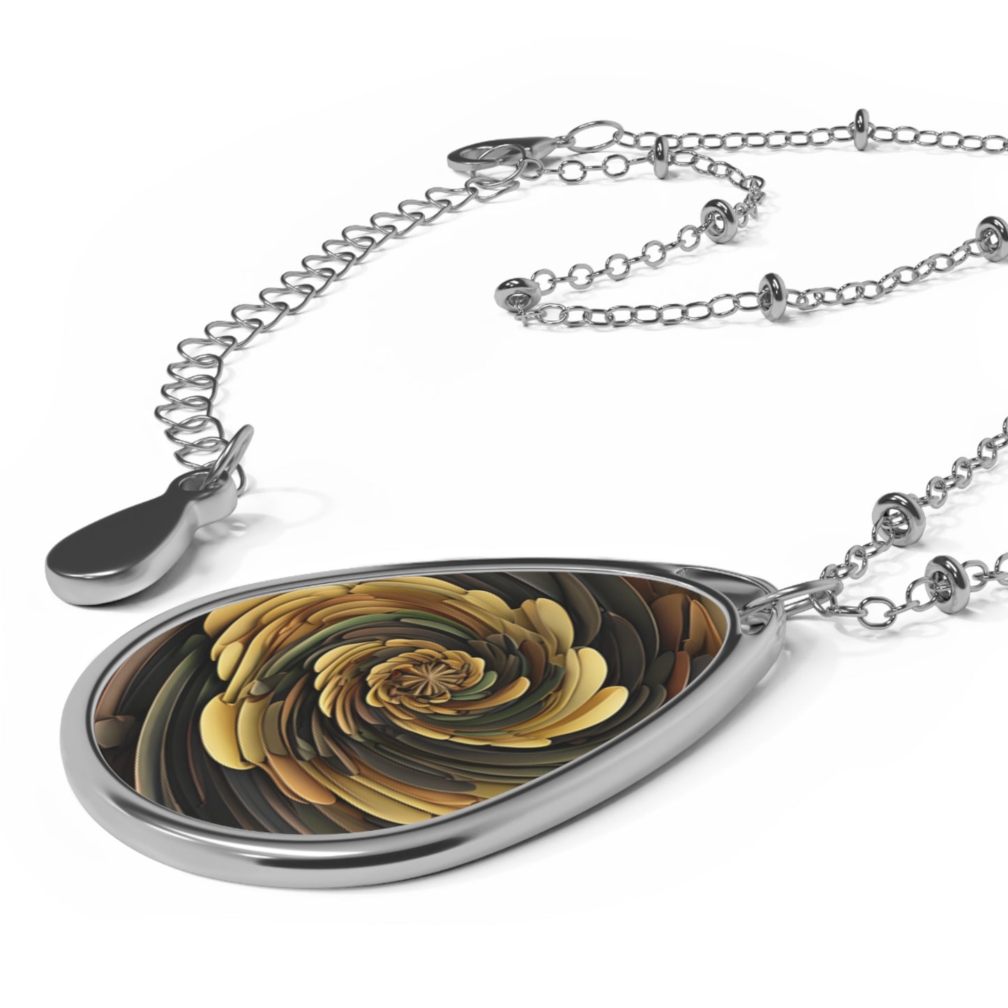 Elegant Floral Oval Necklace, Statement Jewelry, Gift for Her