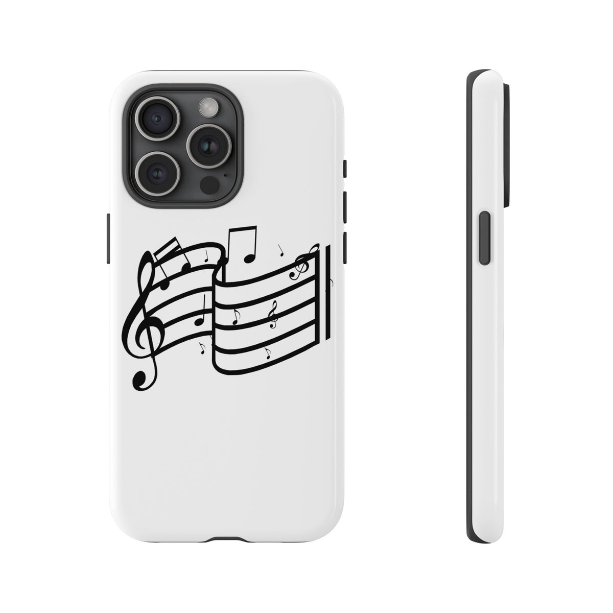 Musical Notes Phone Case — Black Treble Clef Music Staff Tough Case