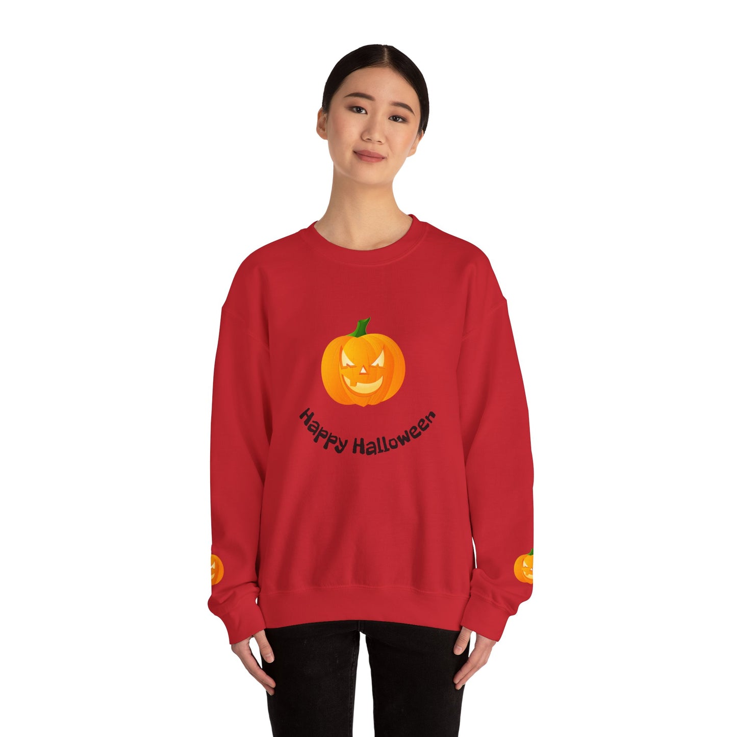 Halloween Pumpkin Sweatshirt, Cozy Fall Apparel, Unisex Crewneck for Halloween, Autumn Casual Wear, Fun Gift Idea