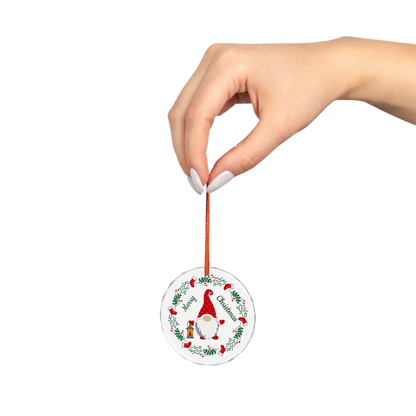 Heart Crystal Ornament — Merry Christmas Gnome Holiday Decoration