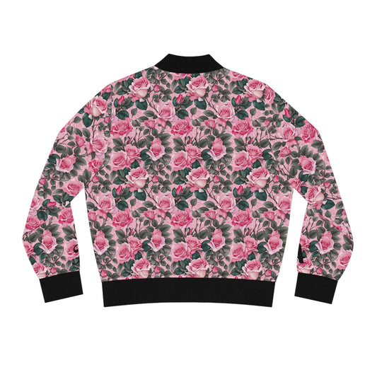 Floral Women's Bomber Jacket - Letter A Stylish Outerwear for All Seasons, Trendy Spring Fashion