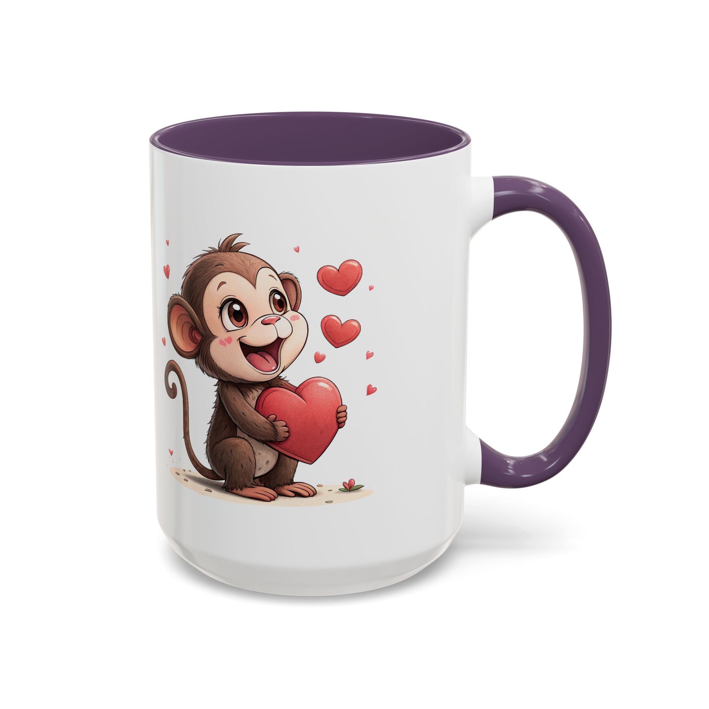 Cute Monkey Love Coffee Mug, Valentine's Gift, Animal Lover's Mug, Heartfelt Coffee Cup, Fun Kitchen Decor