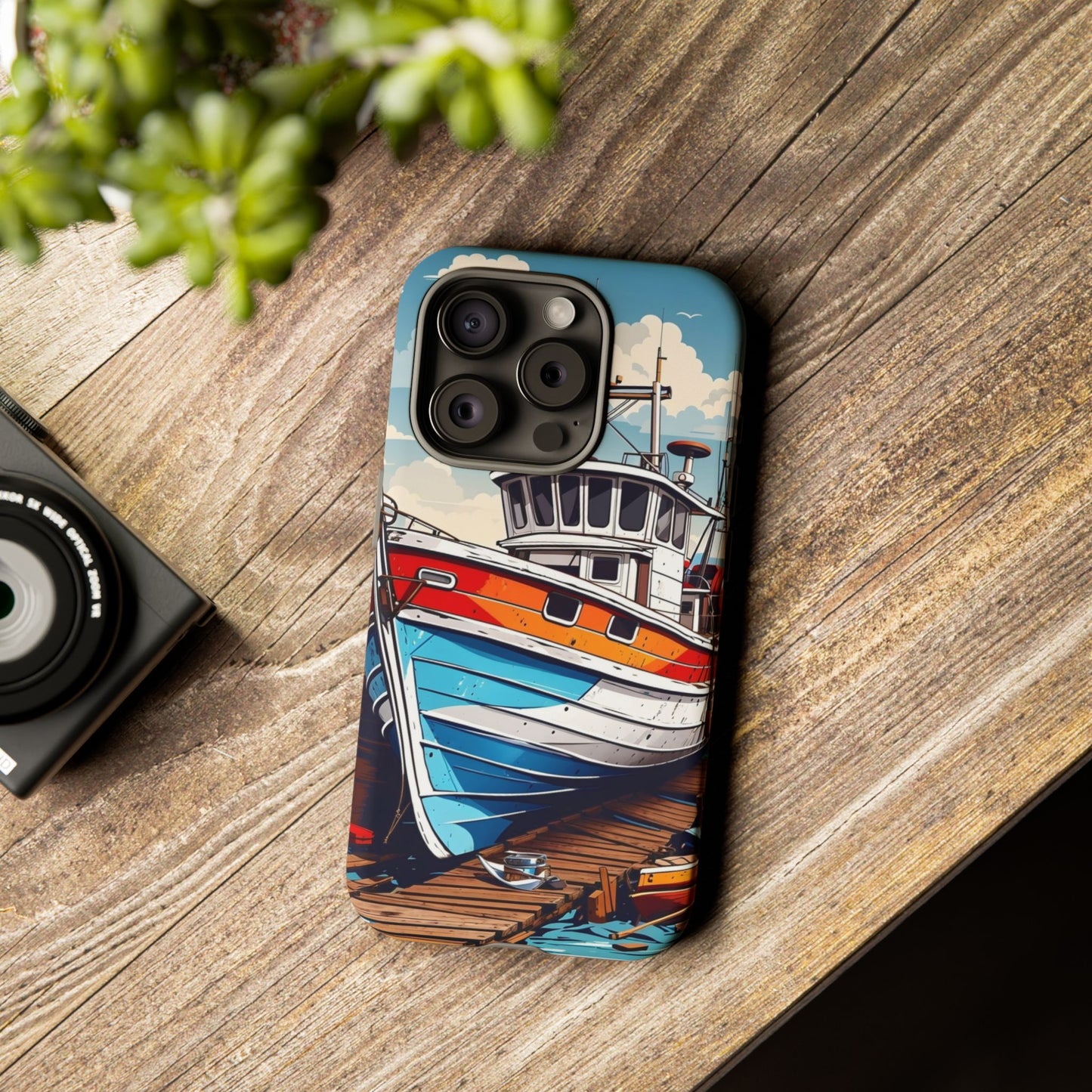 Colorful Fishing Boat Phone Case | Nautical Gift, Marine Design, Coastal Aesthetic, Summer Vibes, Sea Lover's Accessory