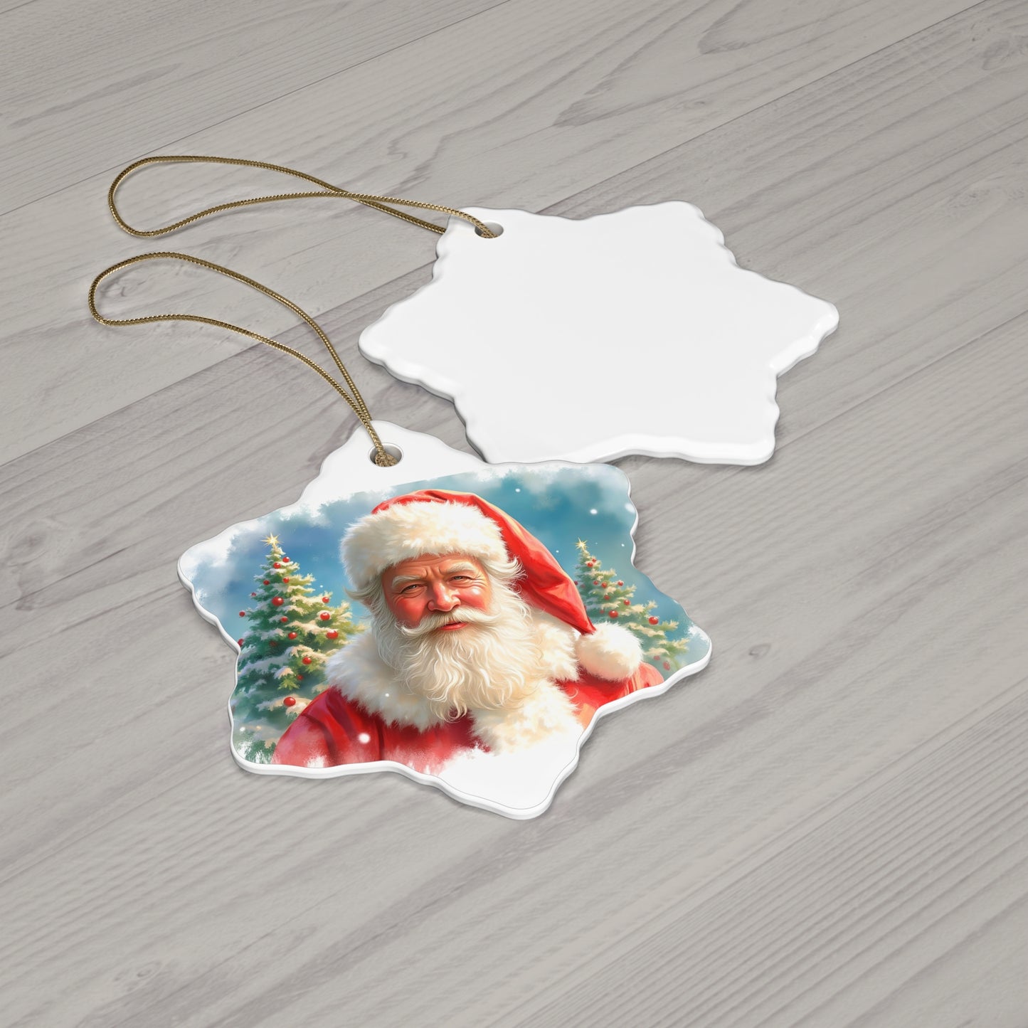 Santa Claus Ceramic Ornament, Holiday Decoration, Christmas Tree Ornament, Unique Gift, Festive Decor, Seasonal Home Accent