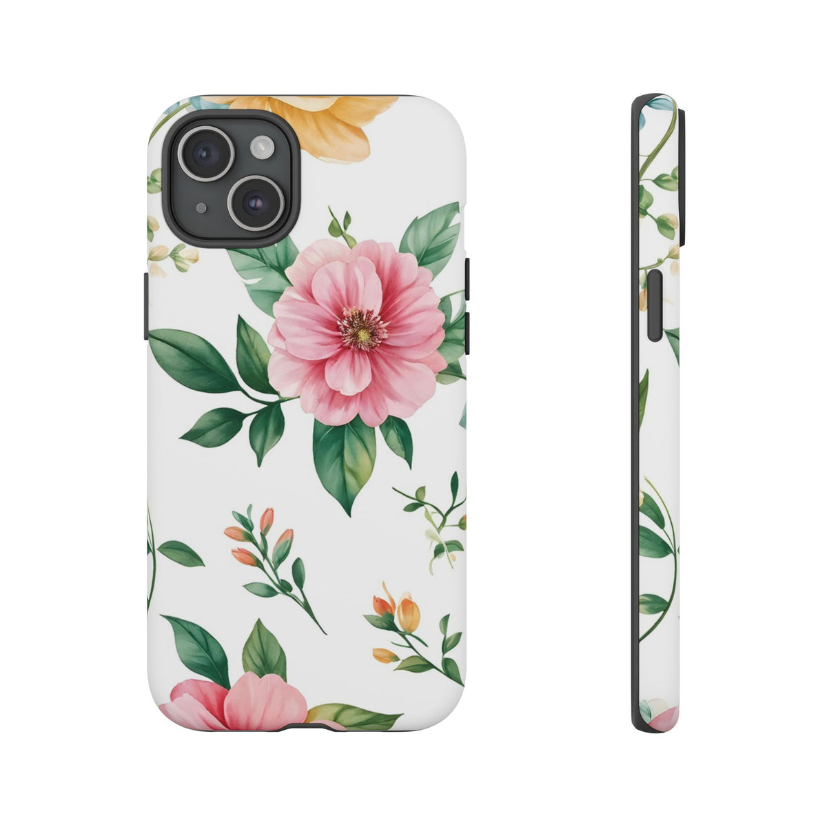 Floral Tough Phone Case — Pink Peony Protective Phone Cover