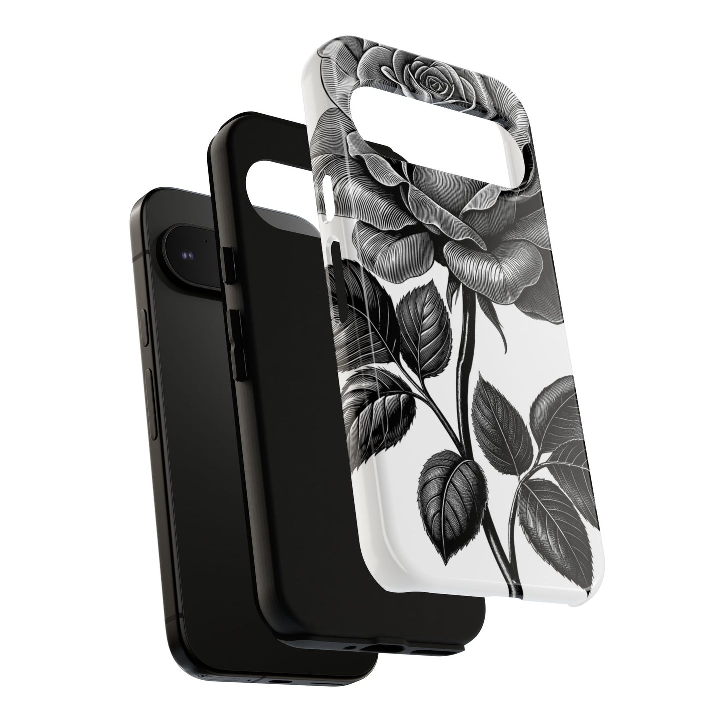 Elegant Floral Phone Case - Tough Cases, Black Rose Design, Floral Phone Cover, Stylish Phone Accessory, Gift for Her, Mother's Day
