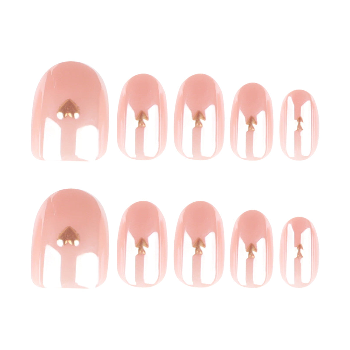 30 pieces of golden love short almonds press-on nails â Image 5