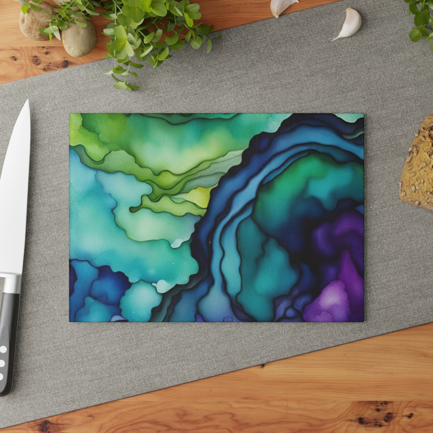 Abstract Marble Glass Cutting Board | Kitchen Decor, Unique Gift, Housewarming, Cooking, Culinary Art