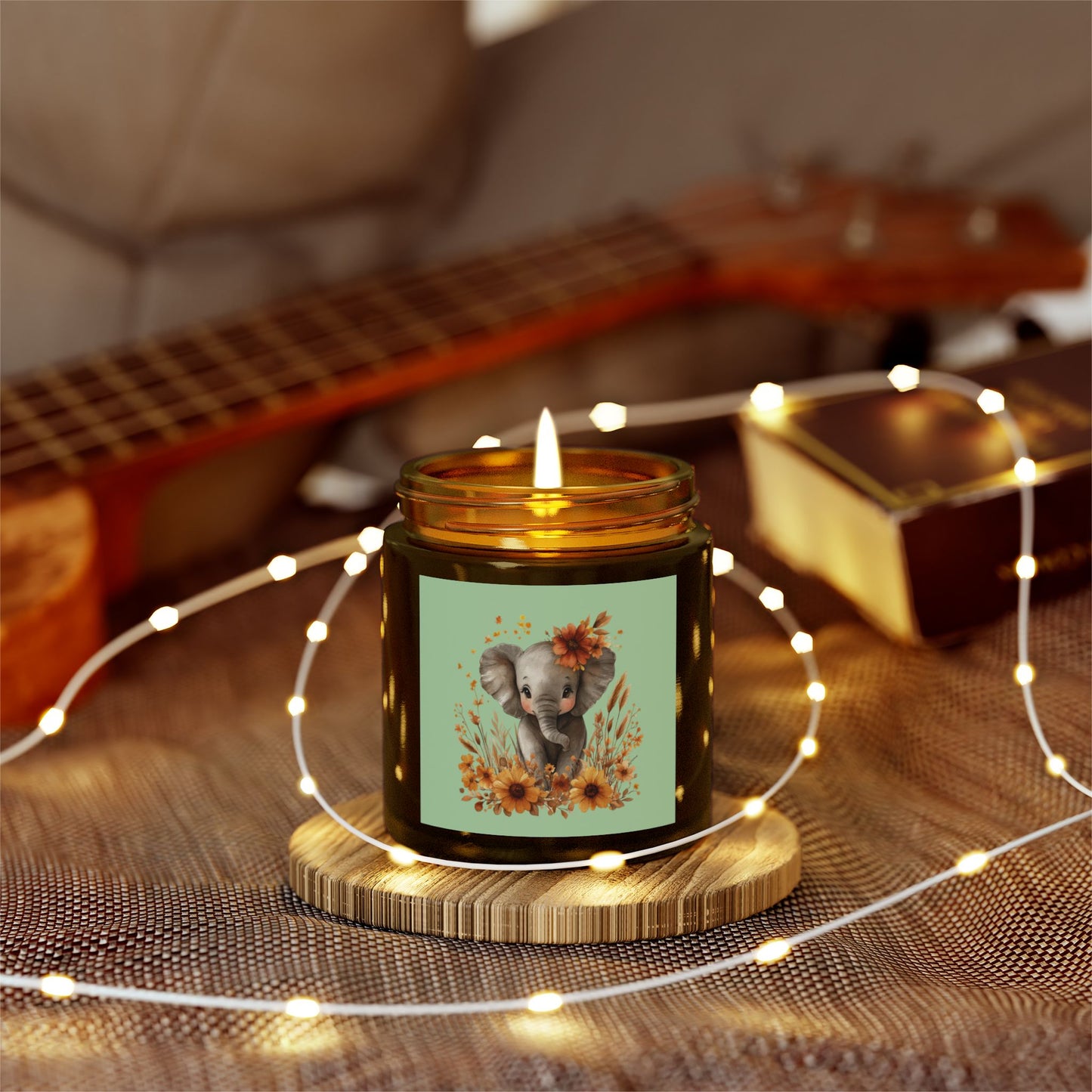 Elephant Floral Scented Candle - Perfect for Home Decor, Gifts, Relaxation, Birthdays, Baby Showers, Nature Lovers