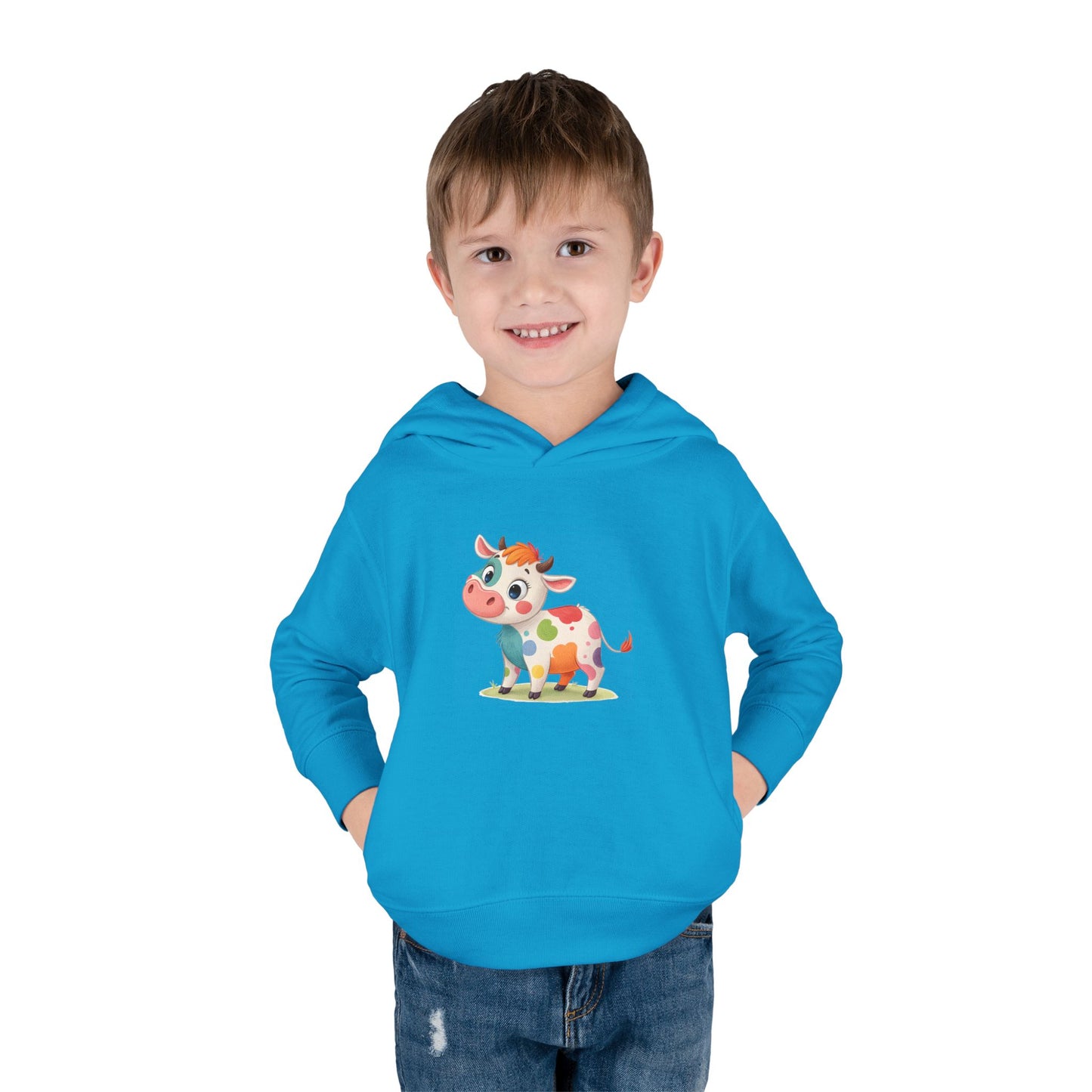 Cute Cow Toddler Pullover Fleece Hoodie, Kids' Hoodie, Animal Hoodie, Cozy Kids Apparel, Fun Gifts for Toddlers, Birthday Gift