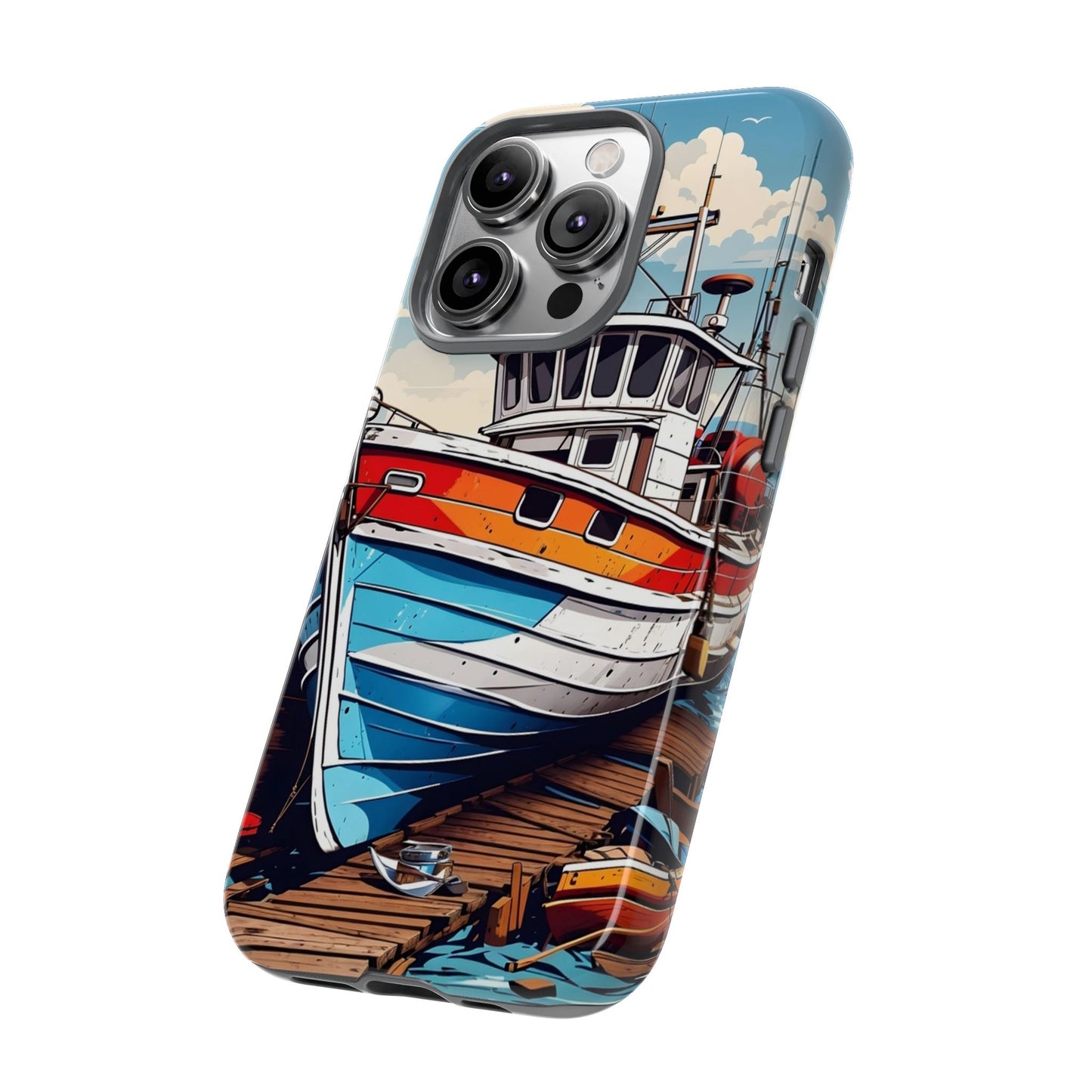 Colorful Fishing Boat Phone Case | Nautical Gift, Marine Design, Coastal Aesthetic, Summer Vibes, Sea Lover's Accessory