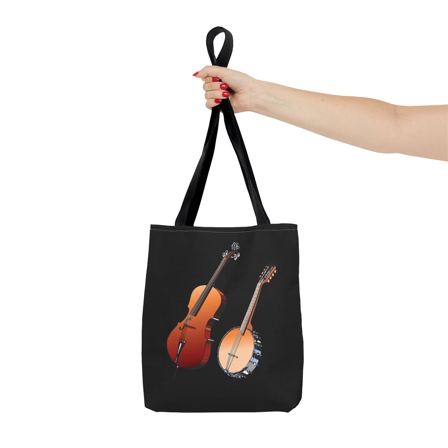 Musical Instruments Tote Bag, Music Lover Gift, Banjo and Cello Design, Stylish Grocery Tote, Concert Bag, Eco-Friendly Carryall