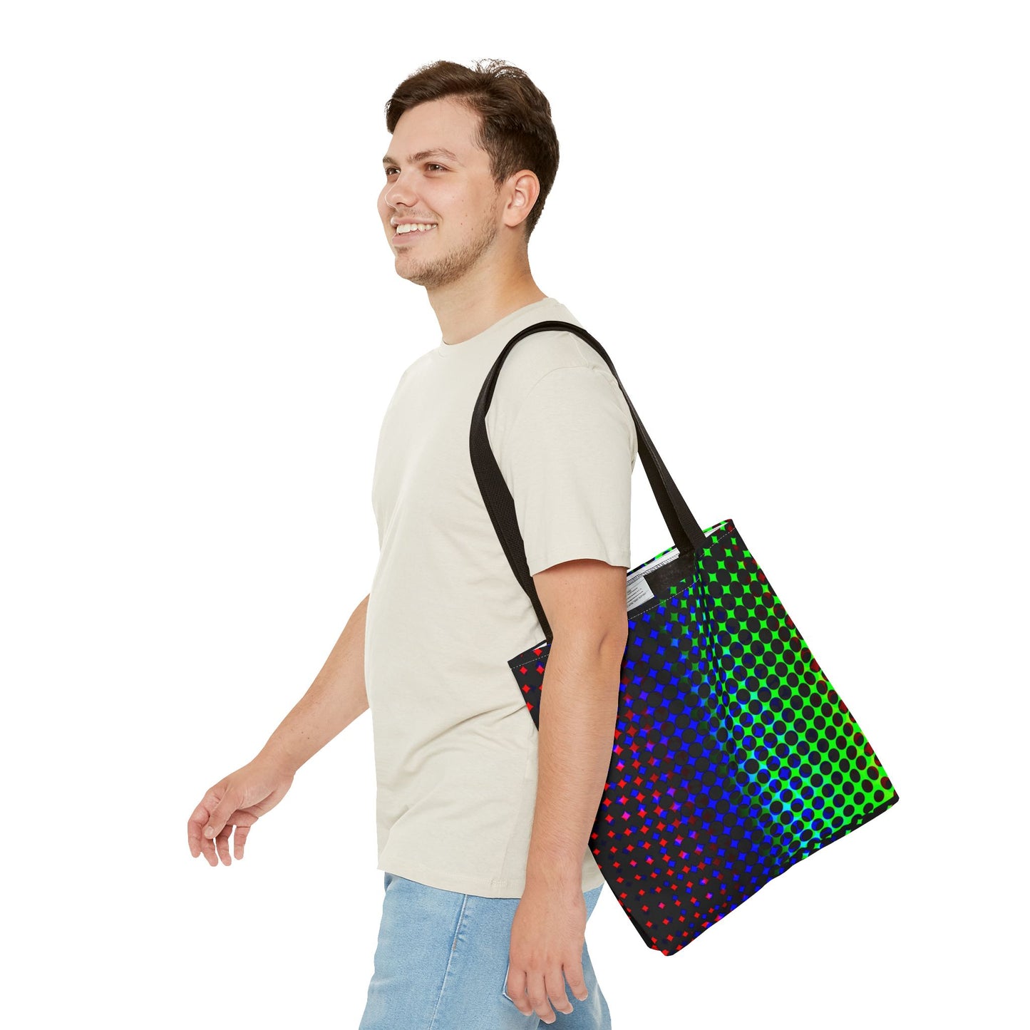 Vibrant Dot Print Tote Bag - Colorful Reusable Shopping Bag, Beach Tote