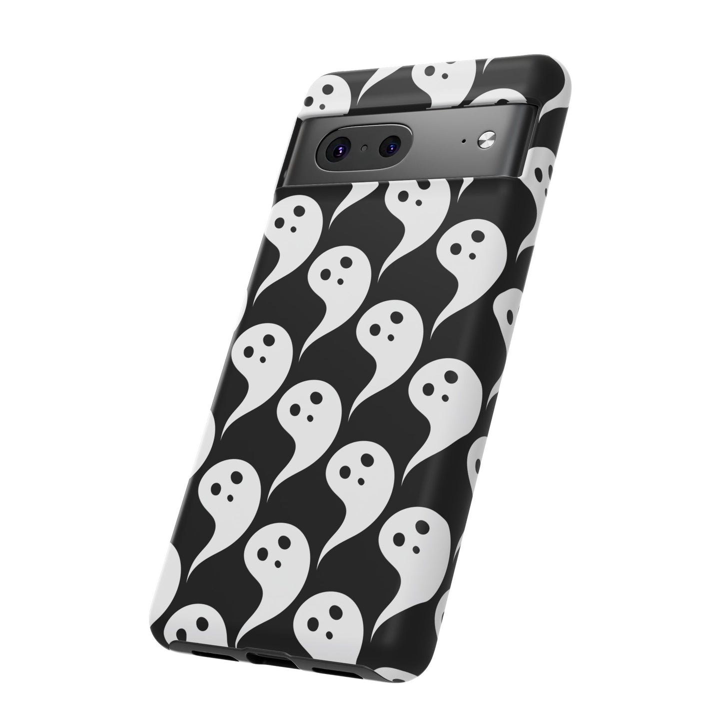 Ghost Pattern Phone Case, Cute Ghost Cell Phone Cover, Halloween Accessory, Spooky Gift, Black and White Phone Case