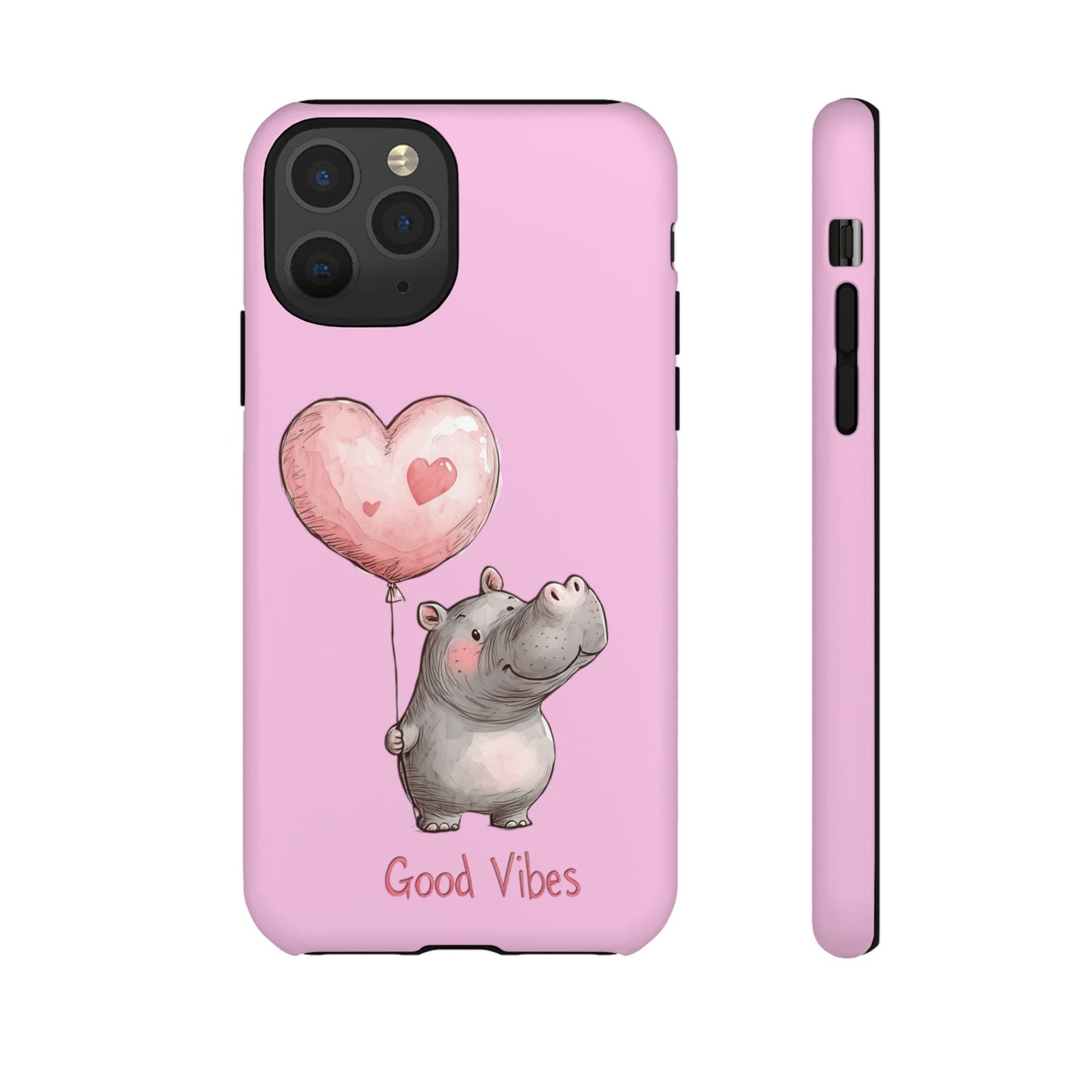 Cute Hippo Phone Case | Good Vibes, Gift for Friends, Cute Phone Accessories, Animal Lover Gift, Happy Phone Cover