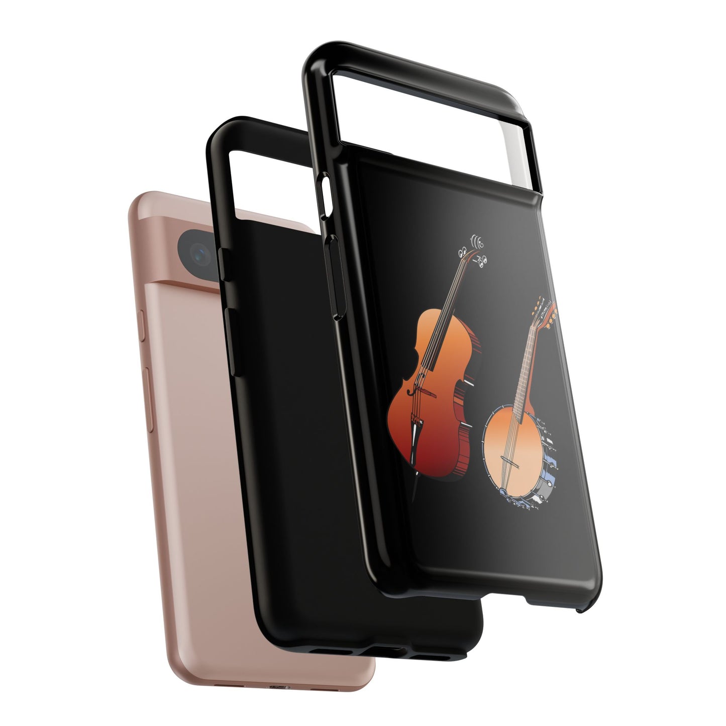 Musical Instrument Phone Case - Violin & Banjo Design, Music Lover Gift, Unique Phone Cover, Holiday Gift, Durable Tough Cases