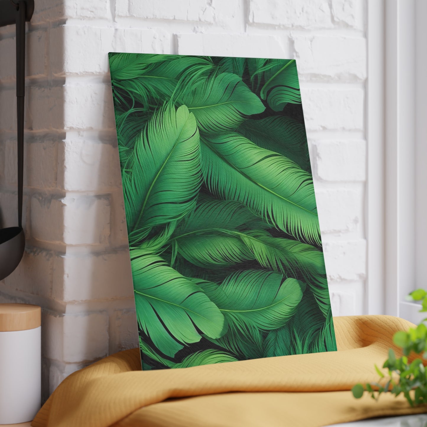Tropical Glass Cutting Board, Kitchen Decor, Gift for Chefs, Leaf Design, Eco-Friendly Kitchen Essentials, Cookware