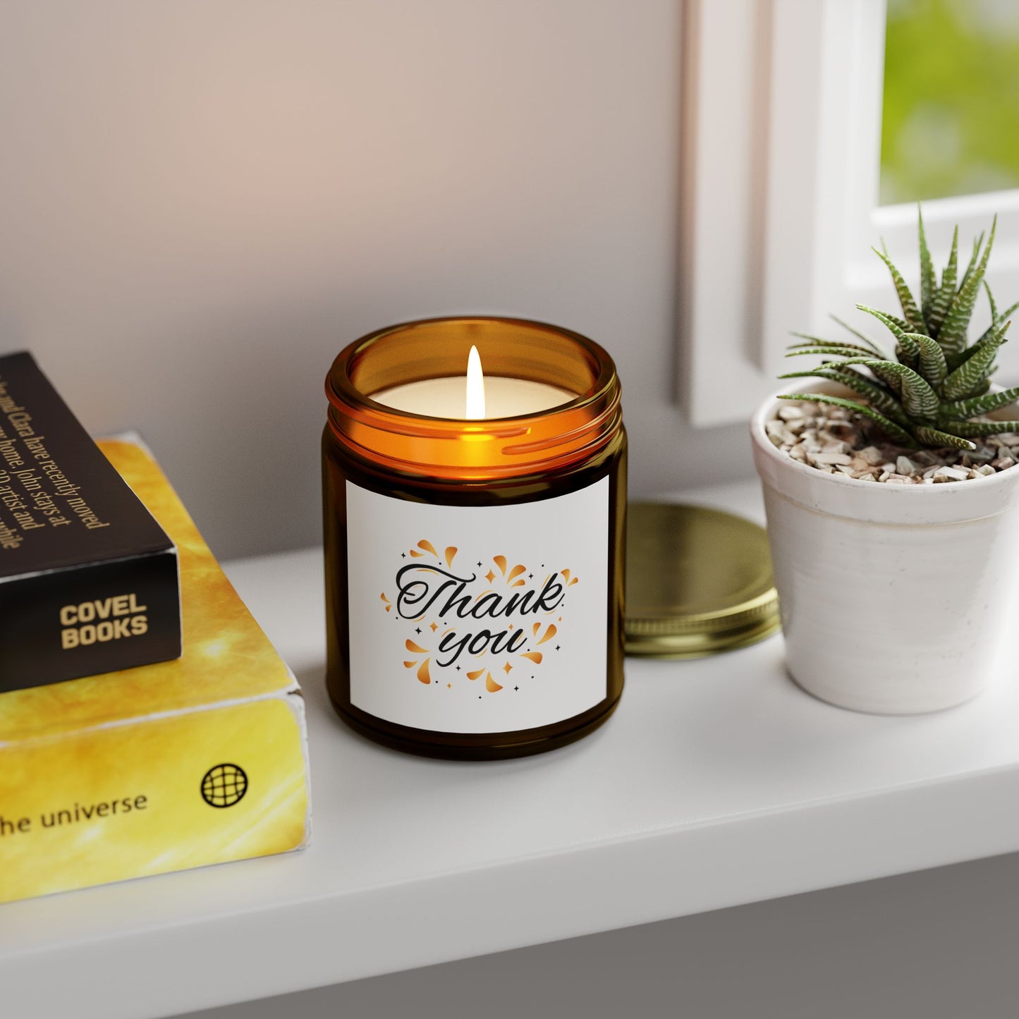 Thank You Scented Candle - Coconut Apricot Wax Gift, Birthday Present, Relaxation, Home Decor, Aromatherapy
