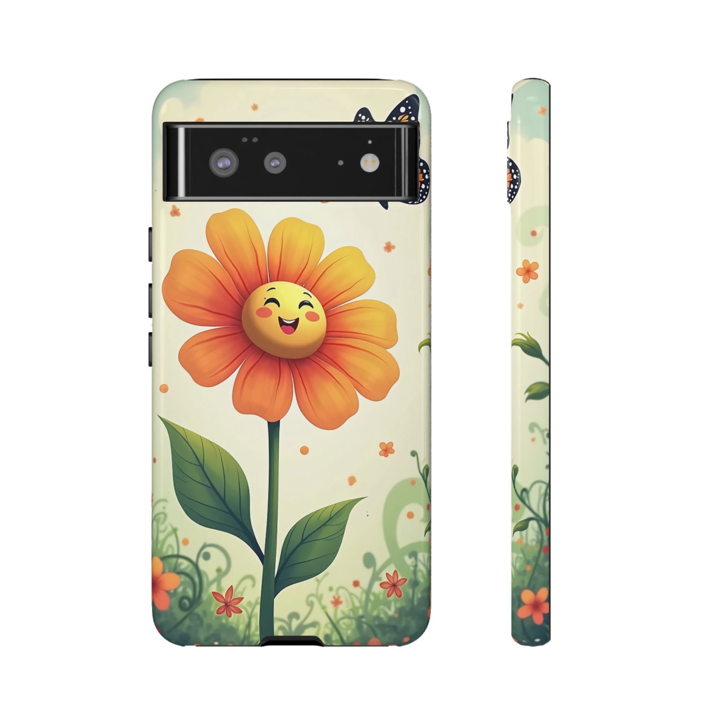 Floral Phone Case with Butterfly Design, Cute Flower Phone Cover for Nature Lovers, Eco-Friendly Gift, Spring Vibes, Birthday Present