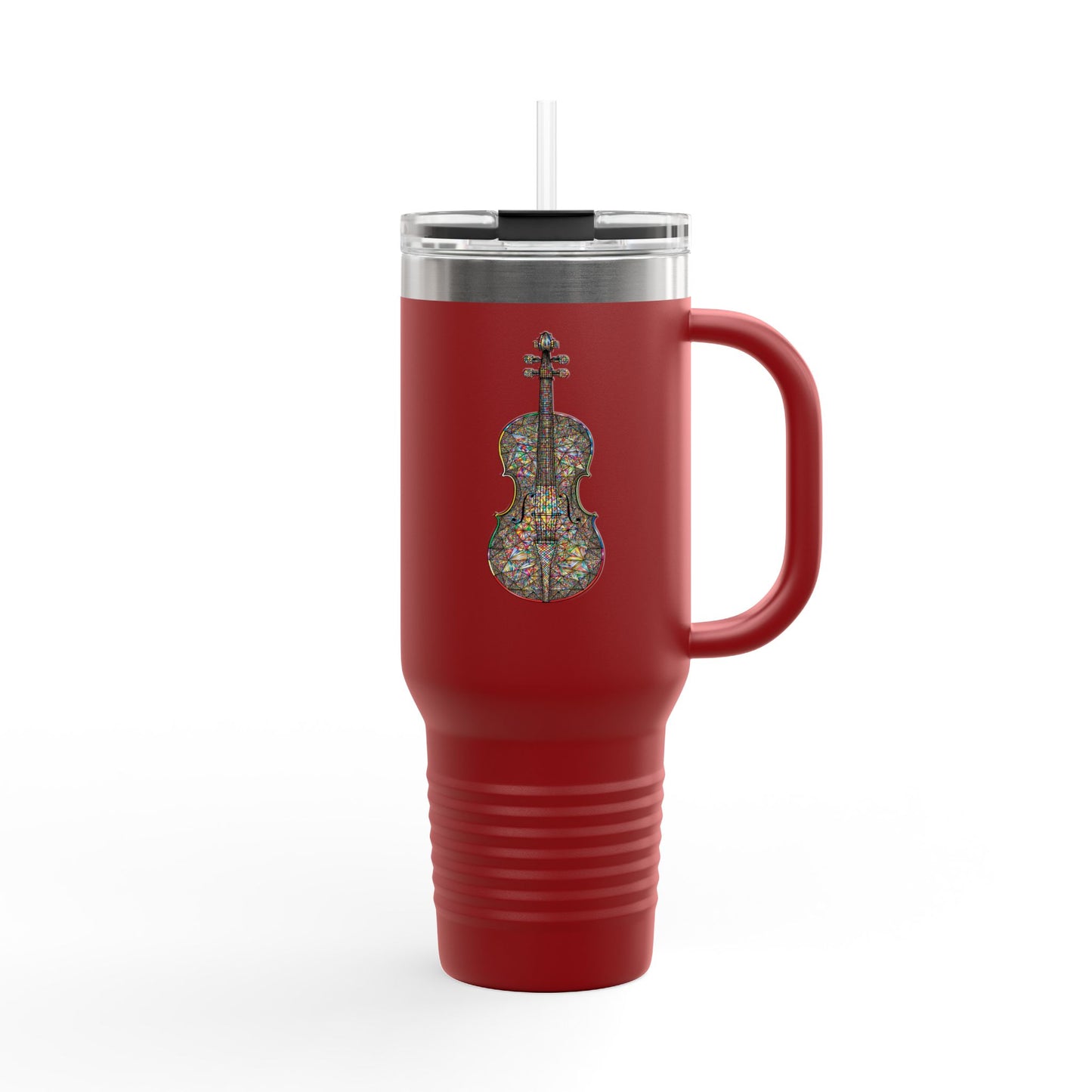Colorful Violin Insulated Travel Mug - Perfect for Music Lovers, Gifts for Musicians, 40oz Tumbler, Travel Cup for Coffee, Unique Drinkware