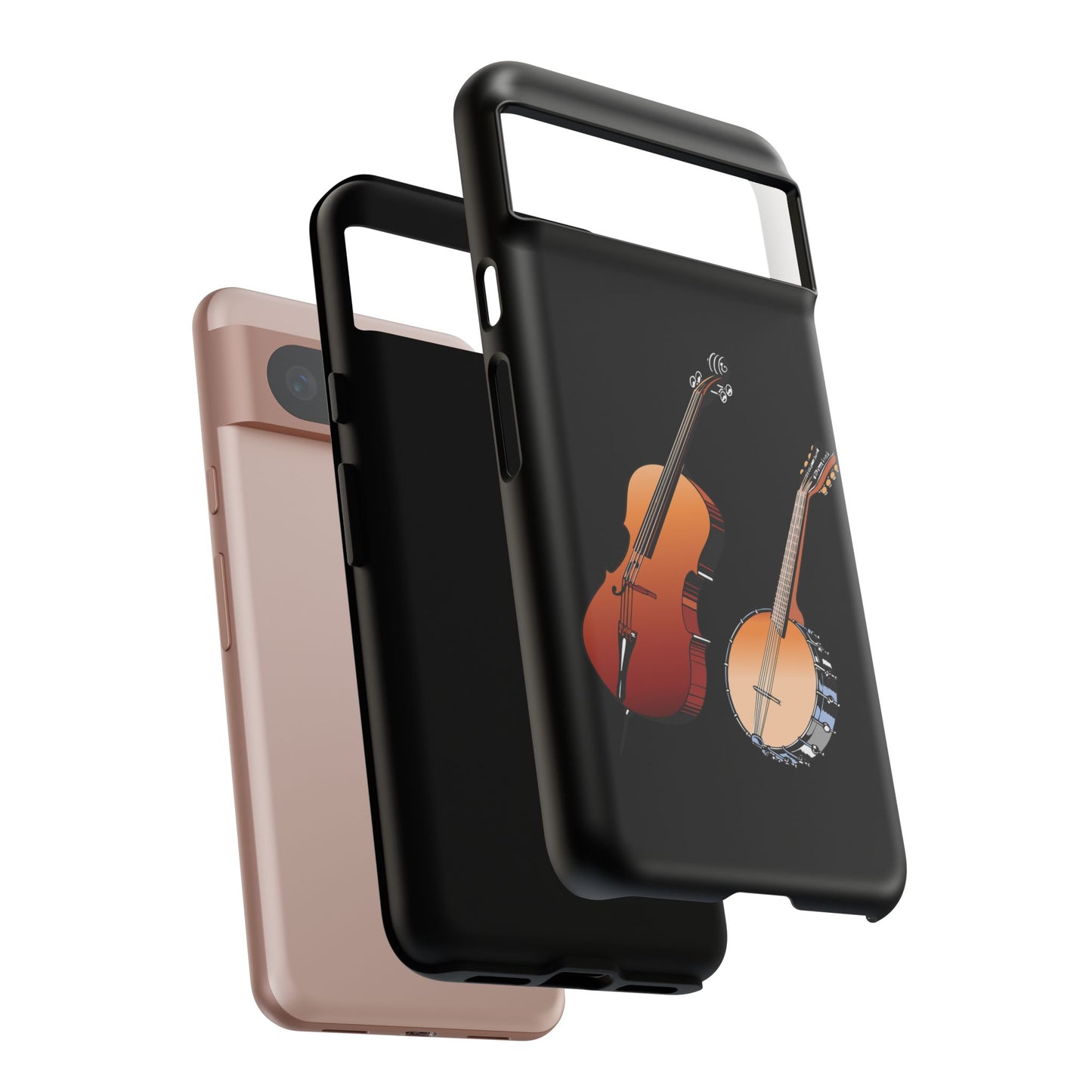 Musical Instrument Phone Case - Violin & Banjo Design, Music Lover Gift, Unique Phone Cover, Holiday Gift, Durable Tough Cases