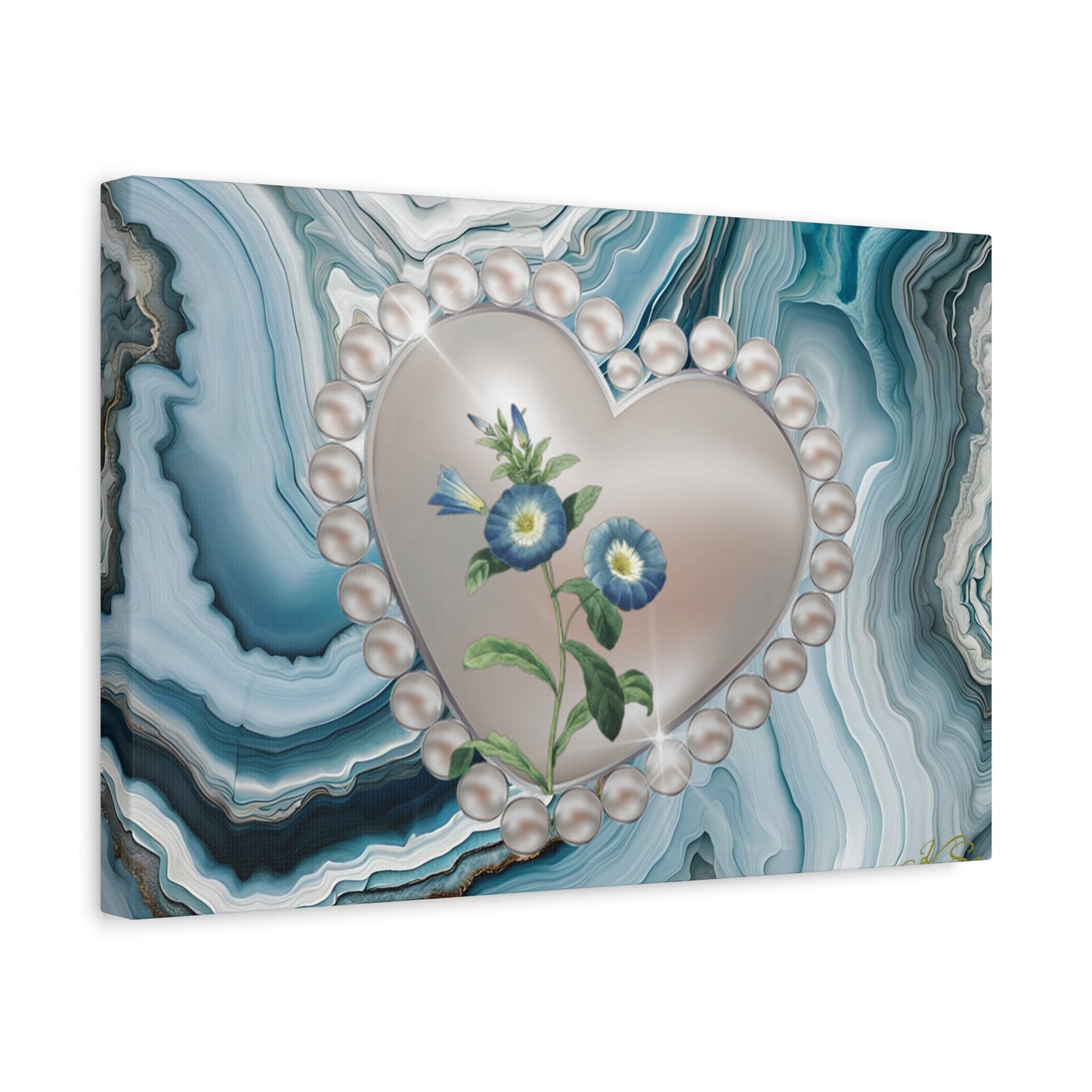 Elegant Floral Heart Canvas Wall Art, Modern Home Decor, Gift for Her