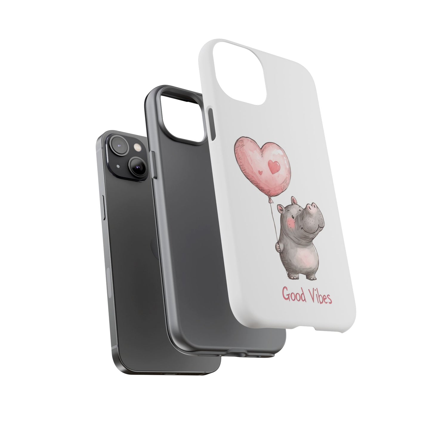 Cute Hippo Phone Case - Good Vibes Design, Animal Lover Gift, Fun Accessory, Birthday Present, Phone Accessories