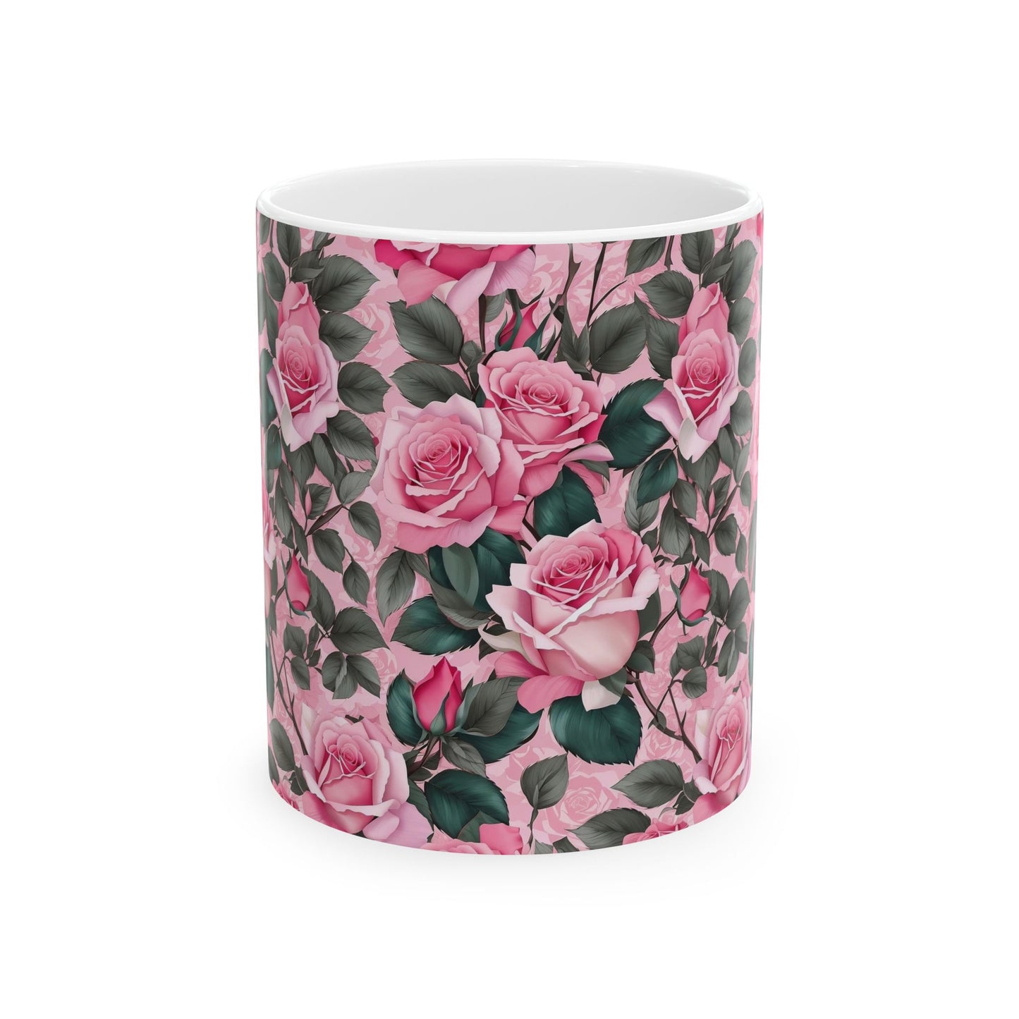 Floral Rose Ceramic Mug - Perfect Gift for Coffee Lovers, Tea, Mother's Day, Birthday, Home Decor, Kitchenware
