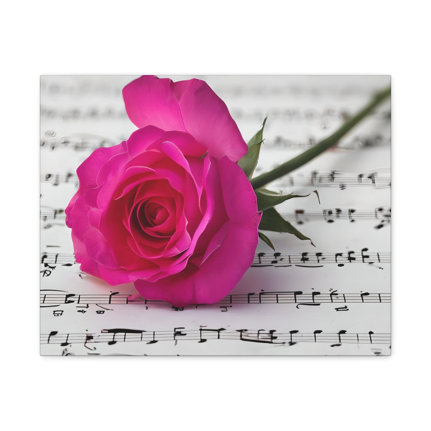 Stretched Canvas Art Print, Classic Rose on Sheet Music, Floral Wall Decor, Home Decoration, Gift for Music Lovers