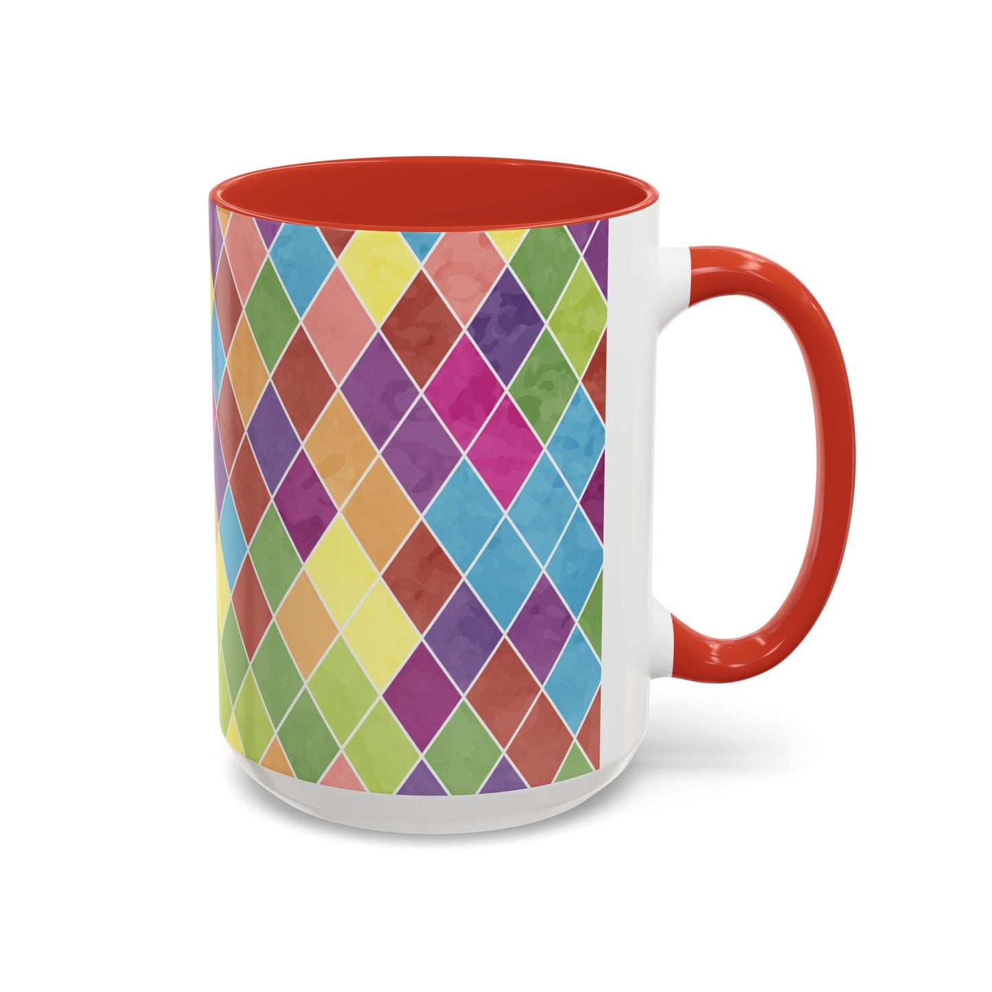 Colorful Diamond Pattern Coffee Mug, Coffee Lover Gift, Bright Kitchen Decor, Artistic Mug, Vibrant Drinkware