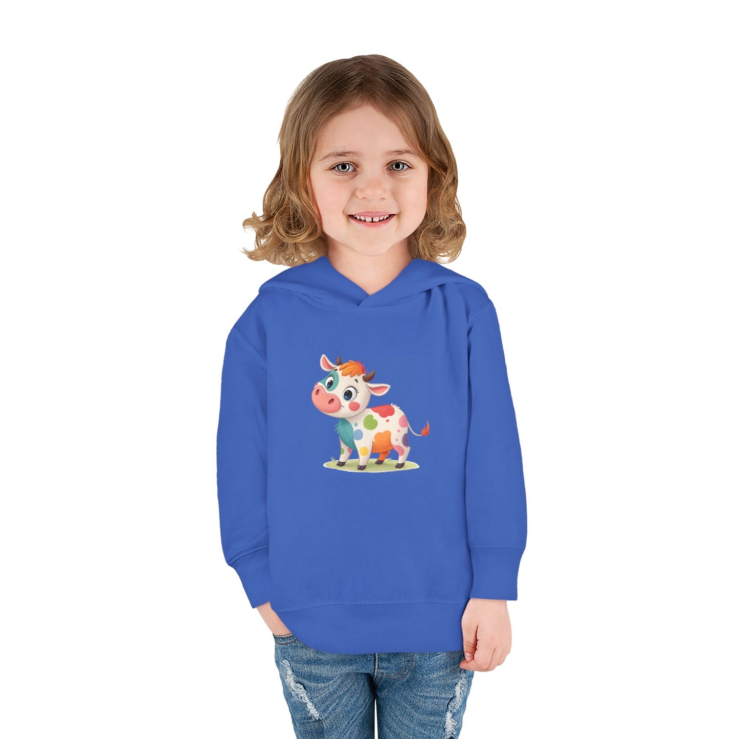 Cute Cow Toddler Pullover Fleece Hoodie, Kids' Hoodie, Animal Hoodie, Cozy Kids Apparel, Fun Gifts for Toddlers, Birthday Gift
