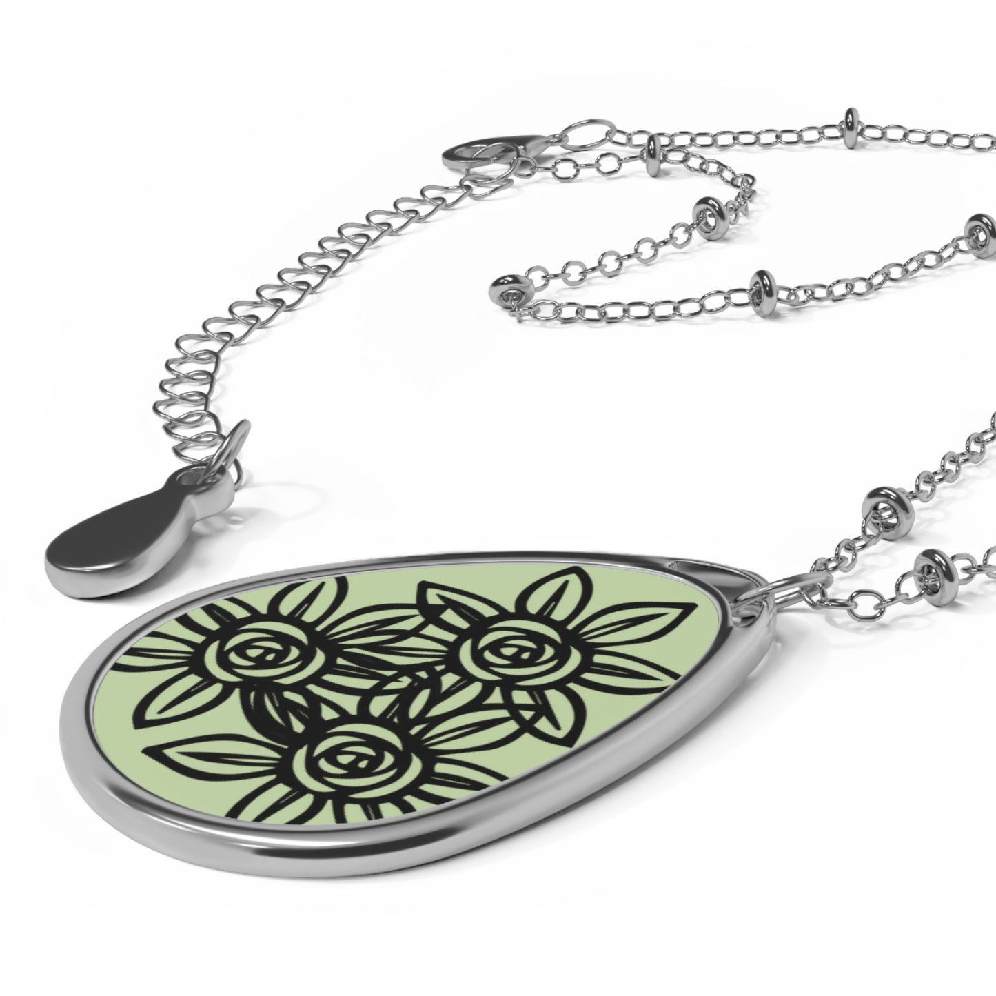 Floral Oval Necklace, Botanical Jewelry, Nature-Inspired Gift, Mother's Day, Anniversary, Everyday Elegance